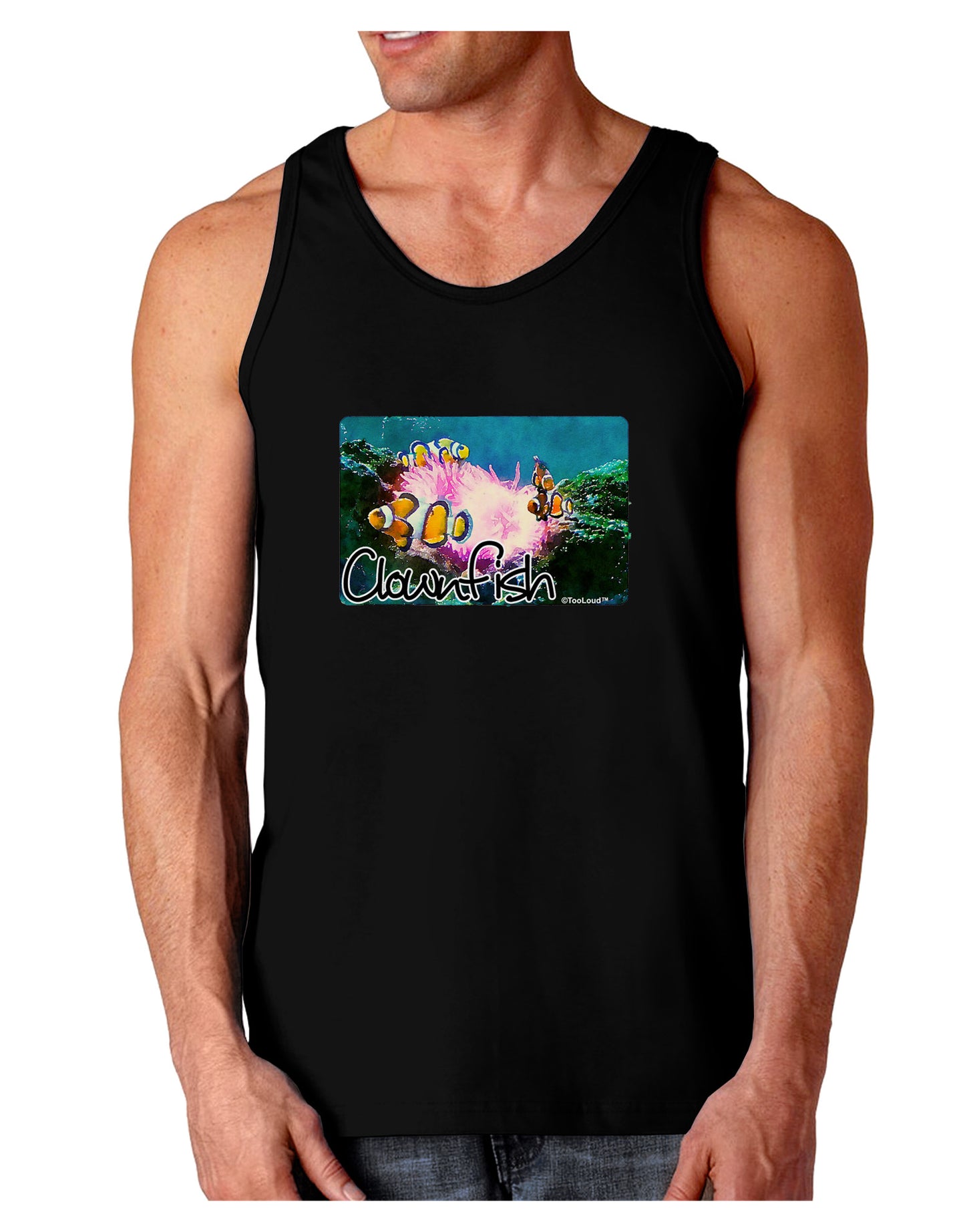 Clownfish Watercolor Text Dark Loose Tank Top-Mens Loose Tank Top-TooLoud-Black-Small-Davson Sales
