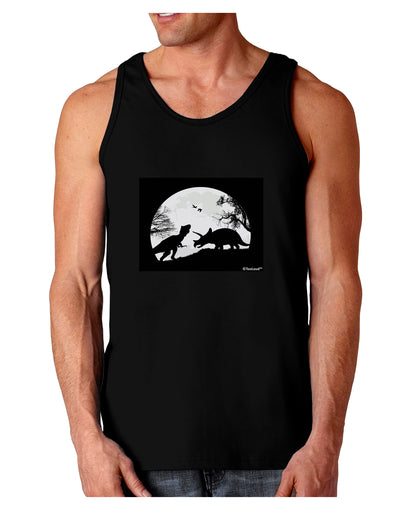 T-Rex and Triceratops Silhouettes Design Dark Loose Tank Top by TooLoud-Mens Loose Tank Top-TooLoud-Black-Small-Davson Sales