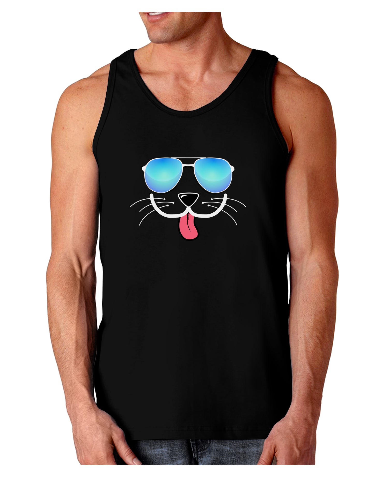 Kyu-T Face - Puppino Cool Sunglasses Dark Loose Tank Top-Mens Loose Tank Top-TooLoud-Black-Small-Davson Sales