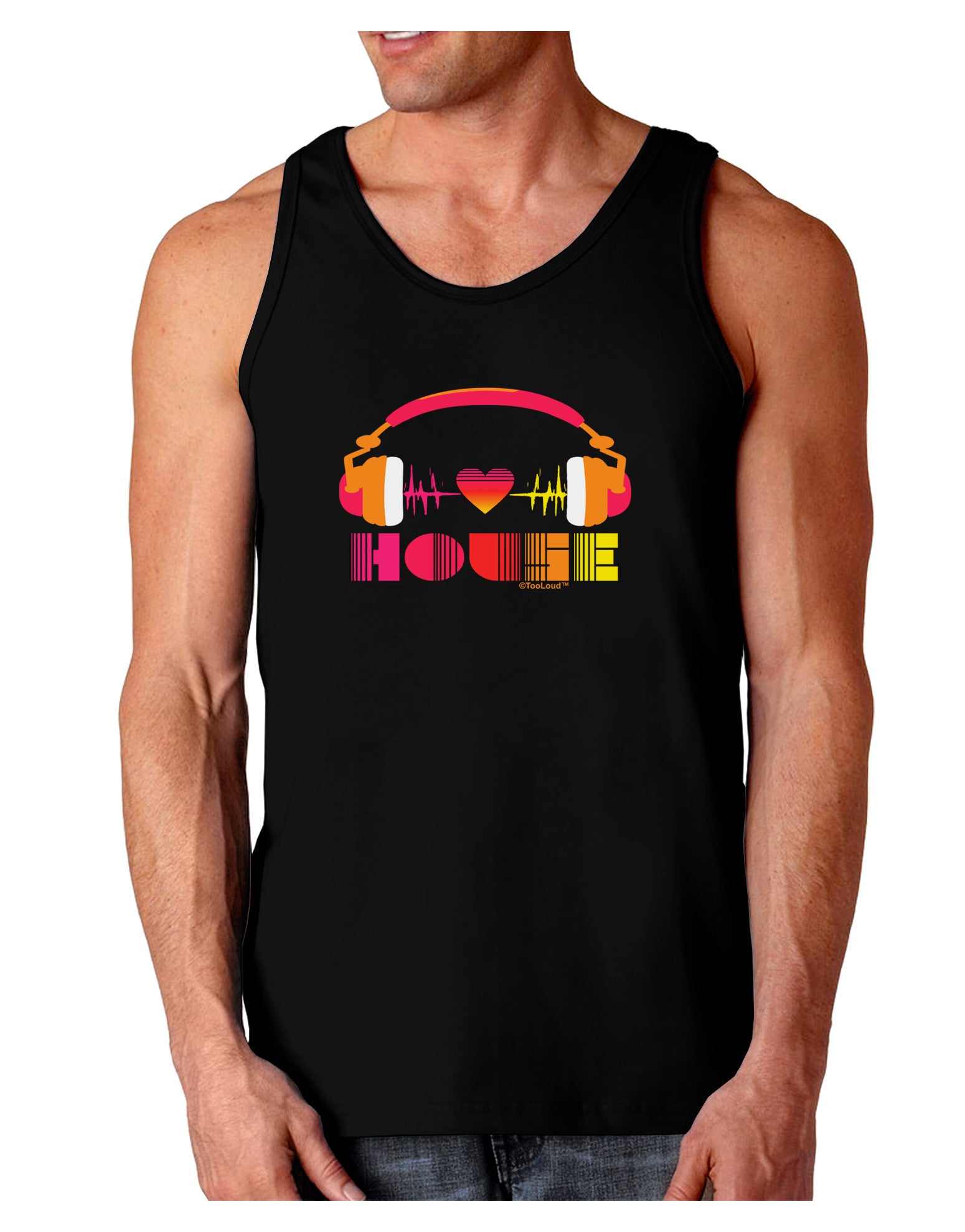 Heart House Dark Loose Tank Top-Mens Loose Tank Top-TooLoud-Black-Small-Davson Sales