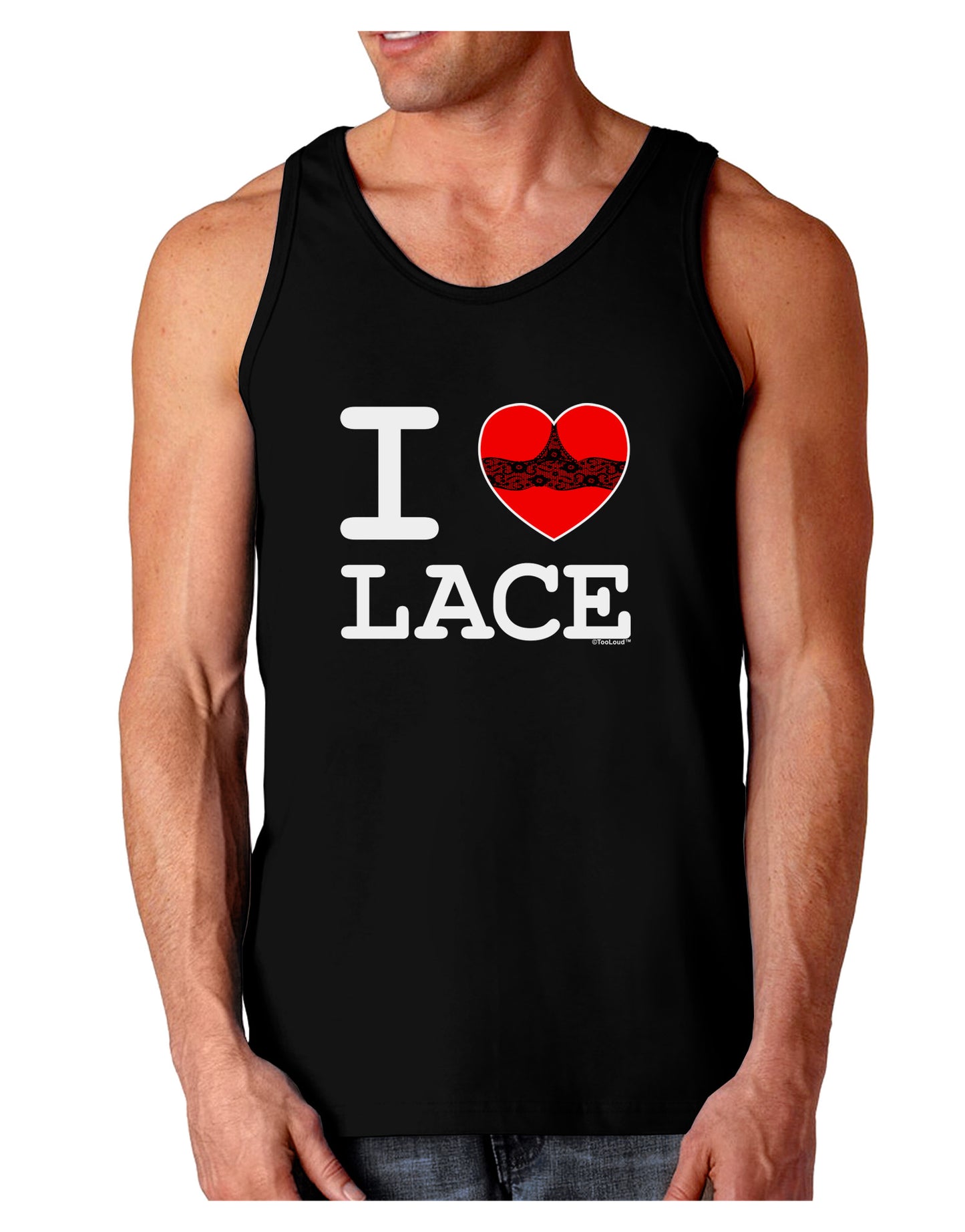 I Love Heart Lace Dark Loose Tank Top-Mens Loose Tank Top-TooLoud-Black-Small-Davson Sales
