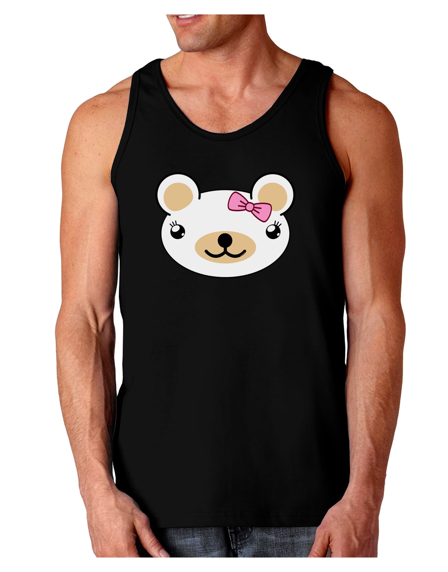 Kyu-T Head - Day Beartholomea Girl Teddy Bear Dark Loose Tank Top-Mens Loose Tank Top-TooLoud-Black-Small-Davson Sales