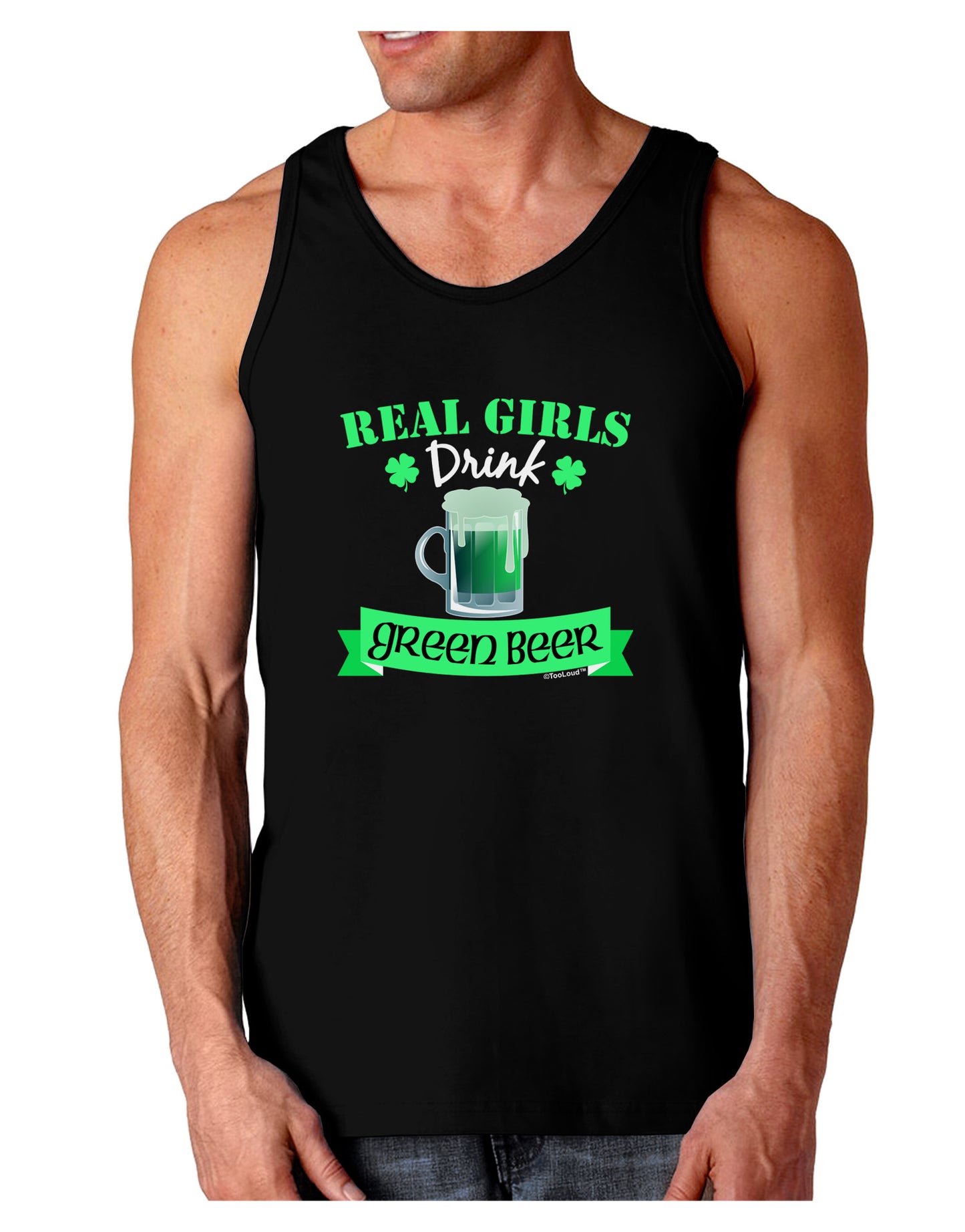 Real Girls Drink Green Beer Dark Loose Tank Top-Mens Loose Tank Top-TooLoud-Black-Small-Davson Sales