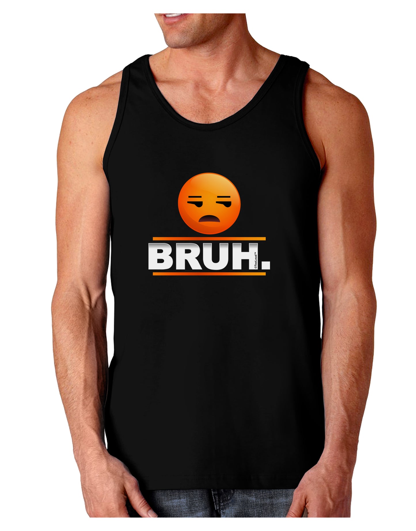 Bruh Emoji Dark Loose Tank Top-Mens Loose Tank Top-TooLoud-Black-Small-Davson Sales