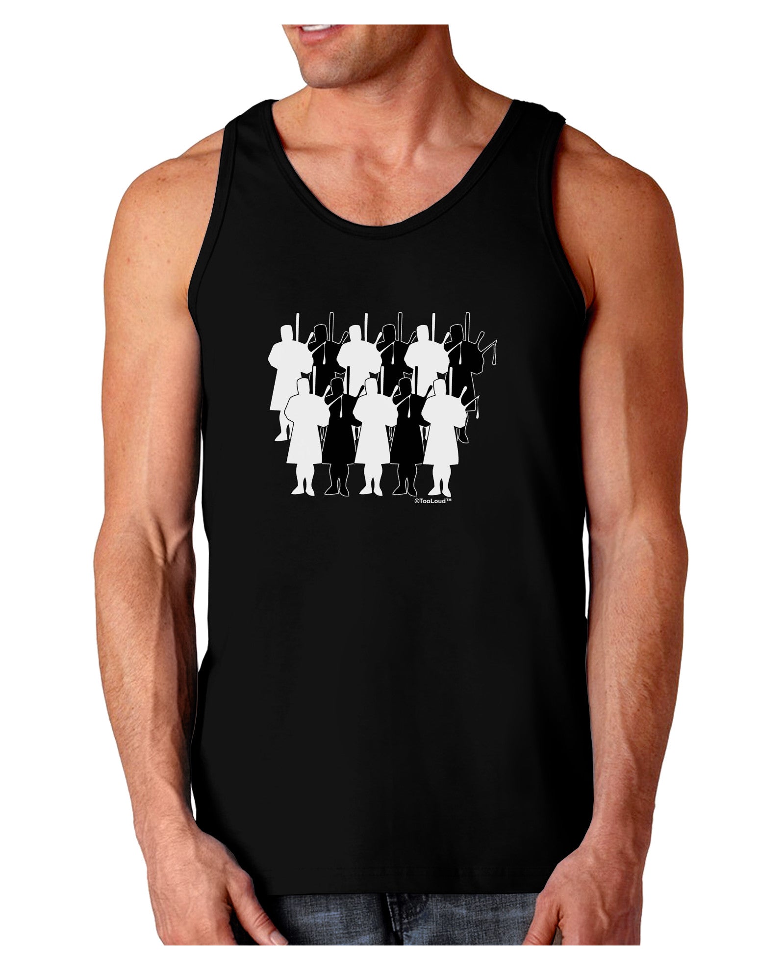 Eleven Pipers Piping Dark Loose Tank Top-Mens Loose Tank Top-TooLoud-Black-Small-Davson Sales