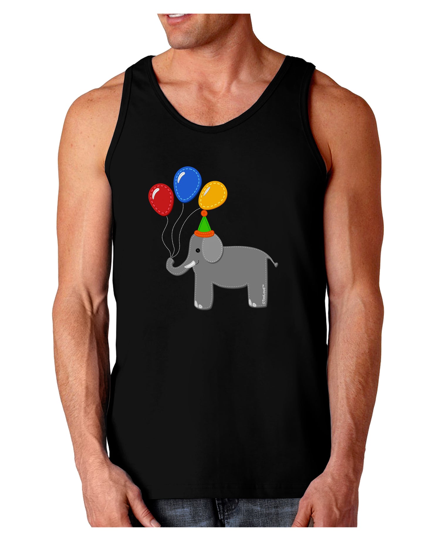 Cute Elephant with Balloons Dark Loose Tank Top-Mens Loose Tank Top-TooLoud-Black-Small-Davson Sales