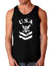 USA Military Navy Stencil Logo Dark Loose Tank Top-Mens Loose Tank Top-TooLoud-Black-Small-Davson Sales