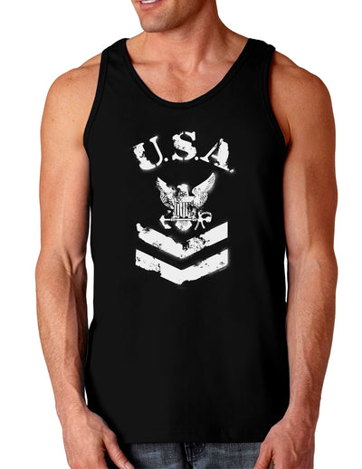 USA Military Navy Stencil Logo Dark Loose Tank Top-Mens Loose Tank Top-TooLoud-Black-Small-Davson Sales