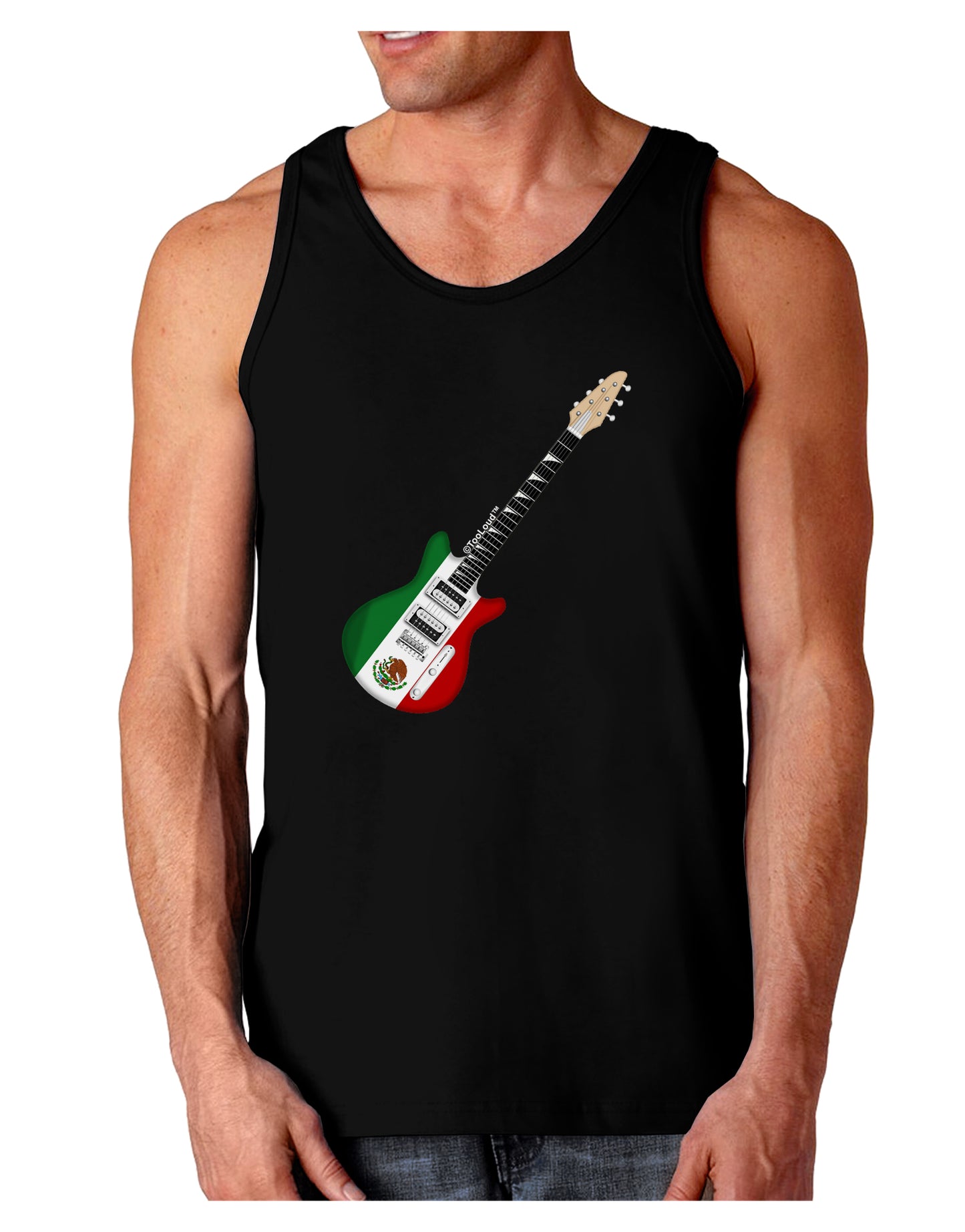Mexican Flag Guitar Design Dark Loose Tank Top by TooLoud-Mens Loose Tank Top-TooLoud-Black-Small-Davson Sales
