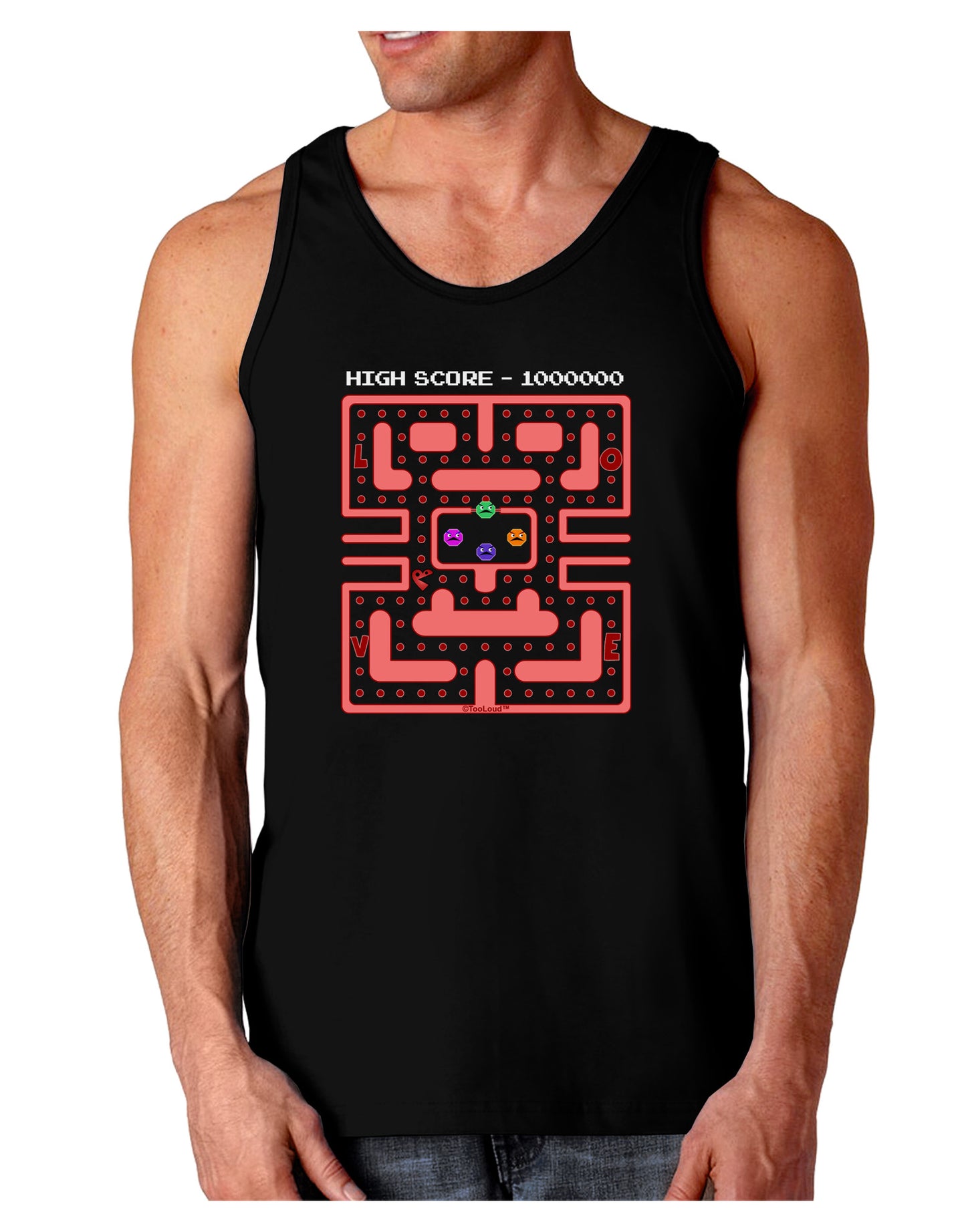 Retro Heart Man Dark Loose Tank Top-Mens Loose Tank Top-TooLoud-Black-Small-Davson Sales