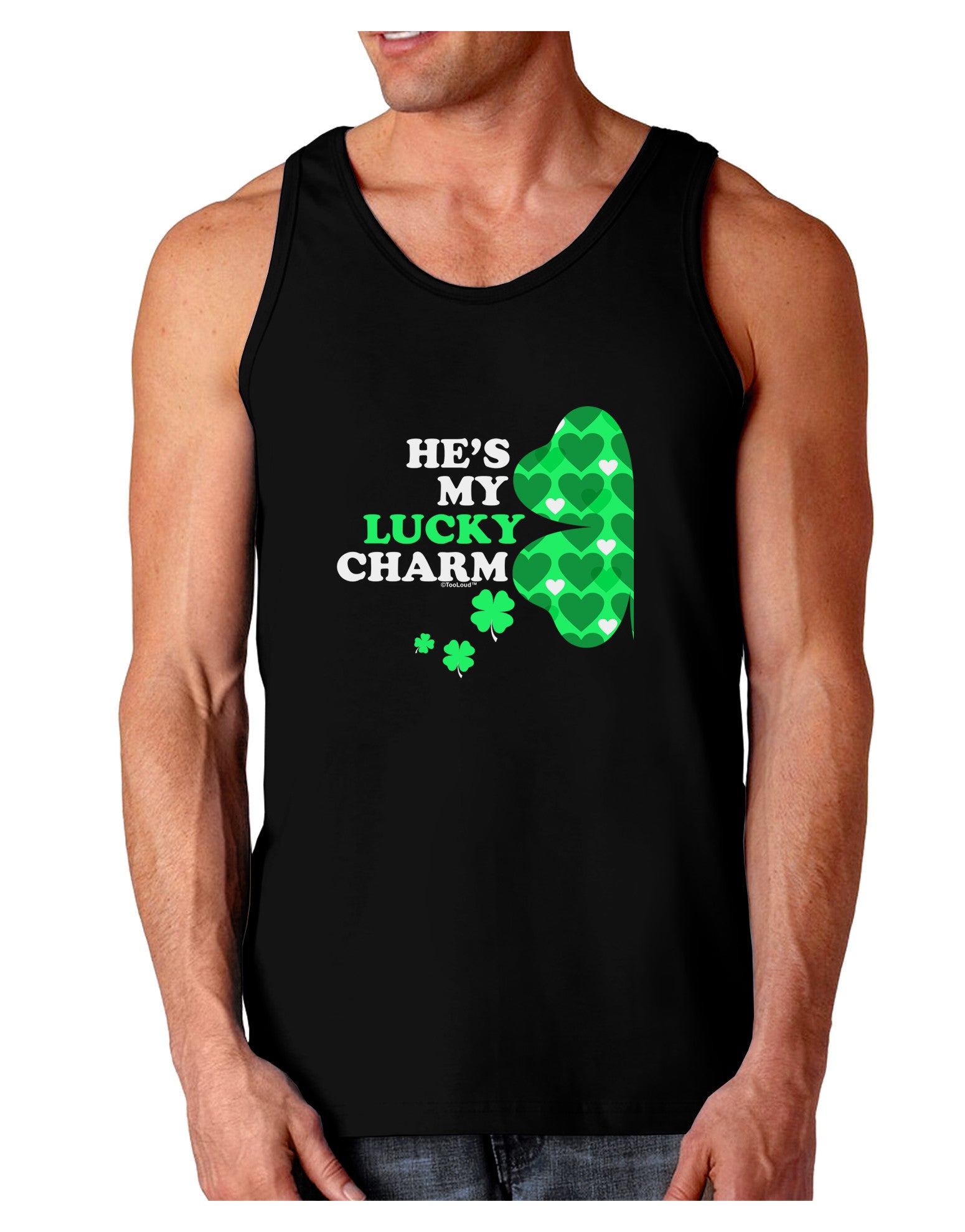 He's My Lucky Charm - Left Dark Loose Tank Top-Mens Loose Tank Top-TooLoud-Black-Small-Davson Sales