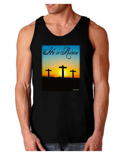 Three Crosses Sunrise - He Is Risen Dark Loose Tank Top by TooLoud-Mens Loose Tank Top-TooLoud-Black-Small-Davson Sales