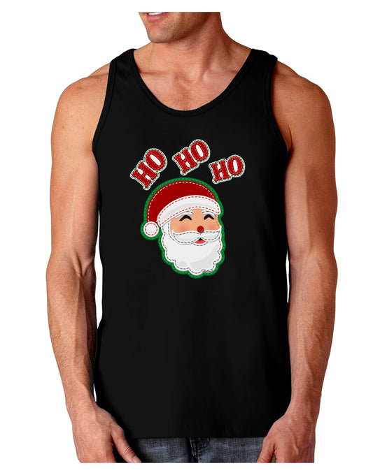 Ho Ho Ho Santa Claus Face Faux Applique Dark Loose Tank Top-Mens Loose Tank Top-TooLoud-Black-Small-Davson Sales