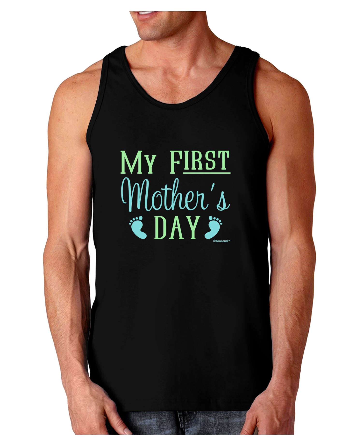 My First Mother's Day - Baby Feet - Blue Dark Loose Tank Top by TooLoud-Mens Loose Tank Top-TooLoud-Black-Small-Davson Sales