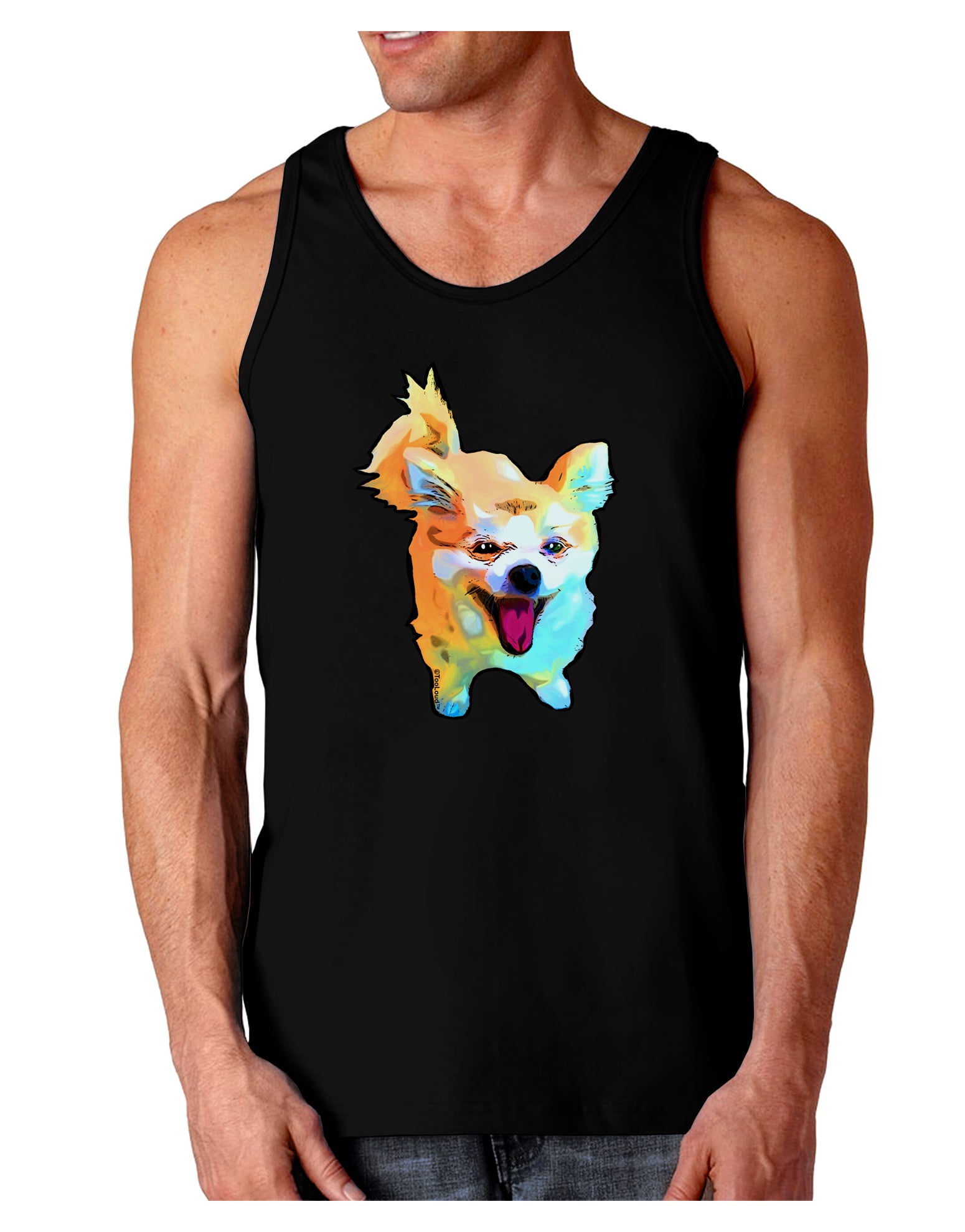 Cartoon Pomeranian Dark Loose Tank Top-Mens Loose Tank Top-TooLoud-Black-Small-Davson Sales