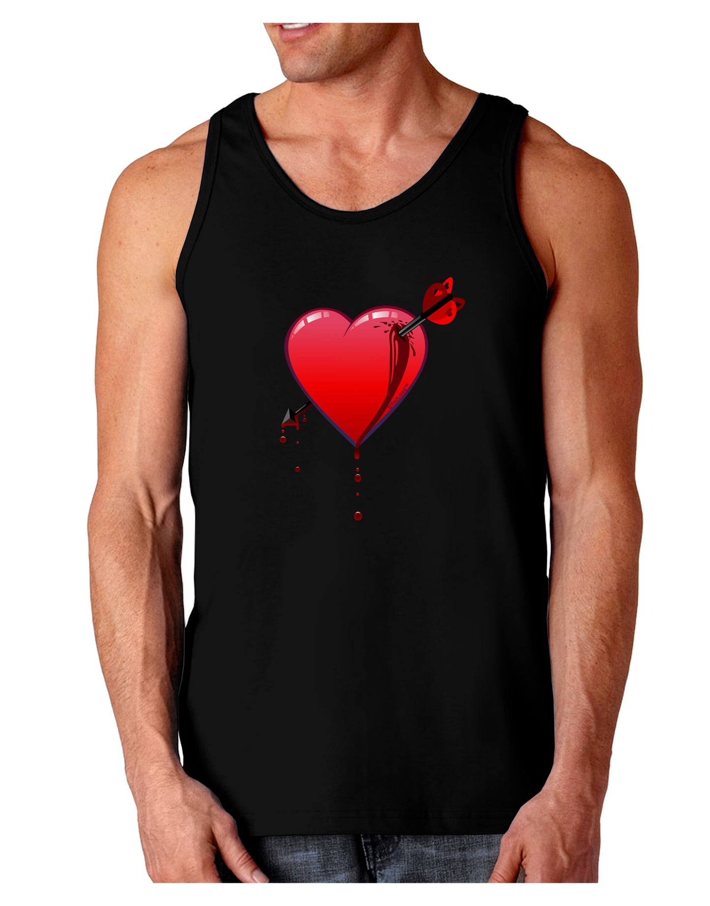 Shot Through the Heart Bleeding Dark Loose Tank Top by-Mens Loose Tank Top-TooLoud-Black-Small-Davson Sales