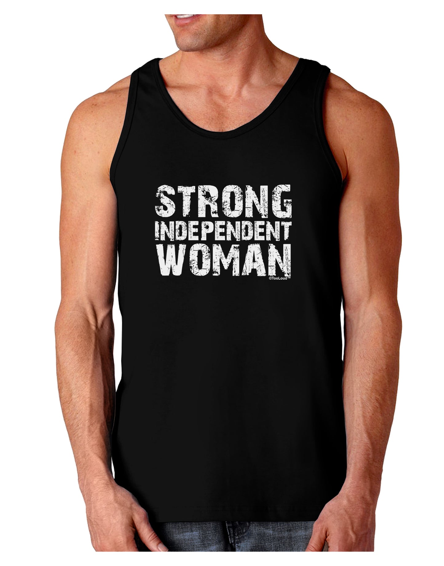 Strong Independent Woman Dark Loose Tank Top-Mens Loose Tank Top-TooLoud-Black-Small-Davson Sales
