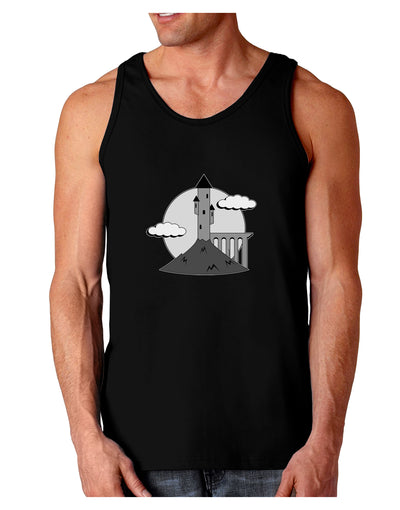 Moonlit Wizard Tower - Grayscale Dark Loose Tank Top-Mens Loose Tank Top-TooLoud-Black-Small-Davson Sales