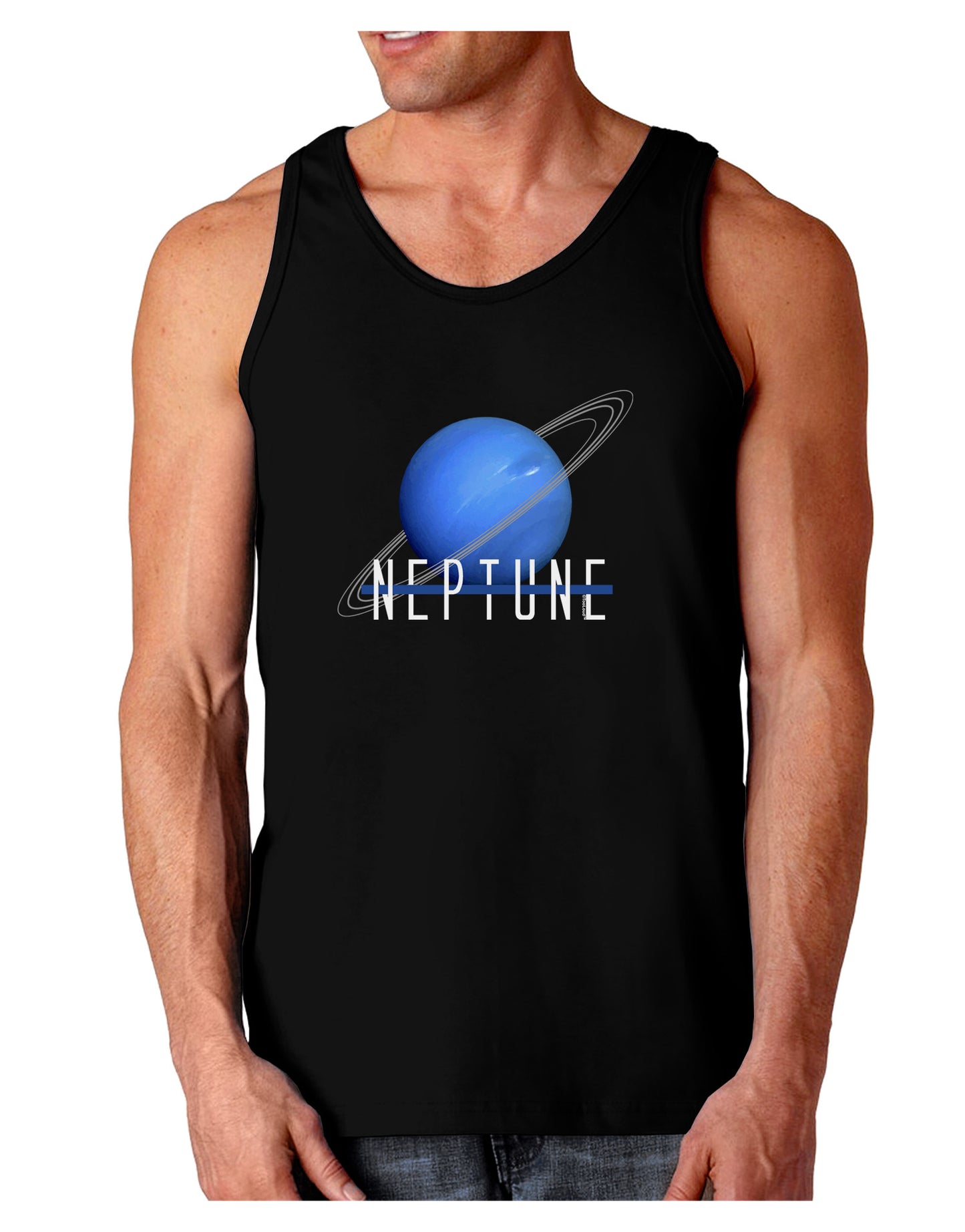 Planet Neptune Text Dark Dark Loose Tank Top-Mens Loose Tank Top-TooLoud-Black-Small-Davson Sales