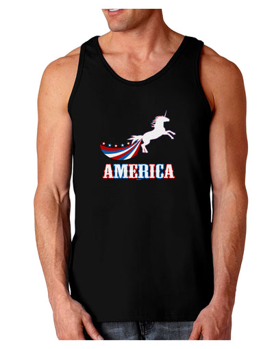 America Unicorn Dark Loose Tank Top-Mens Loose Tank Top-TooLoud-Black-Small-Davson Sales