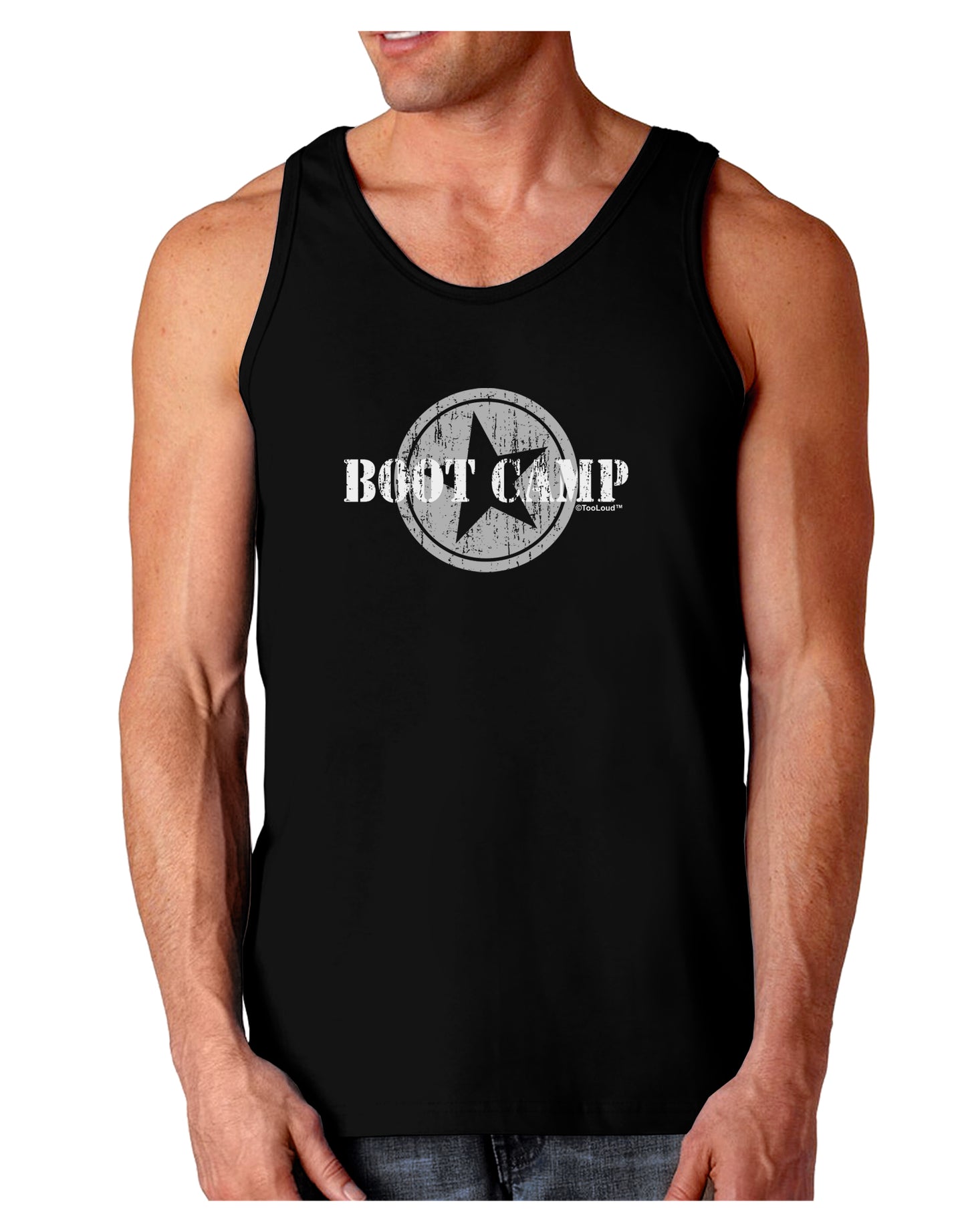 Boot Camp Distressed Text Dark Loose Tank Top by TooLoud-Mens Loose Tank Top-TooLoud-Black-Small-Davson Sales