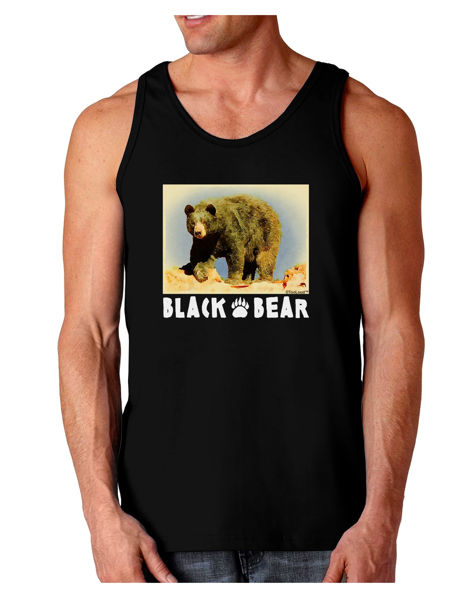 Black Bear Watercolor Dark Loose Tank Top-Mens Loose Tank Top-TooLoud-Black-Small-Davson Sales
