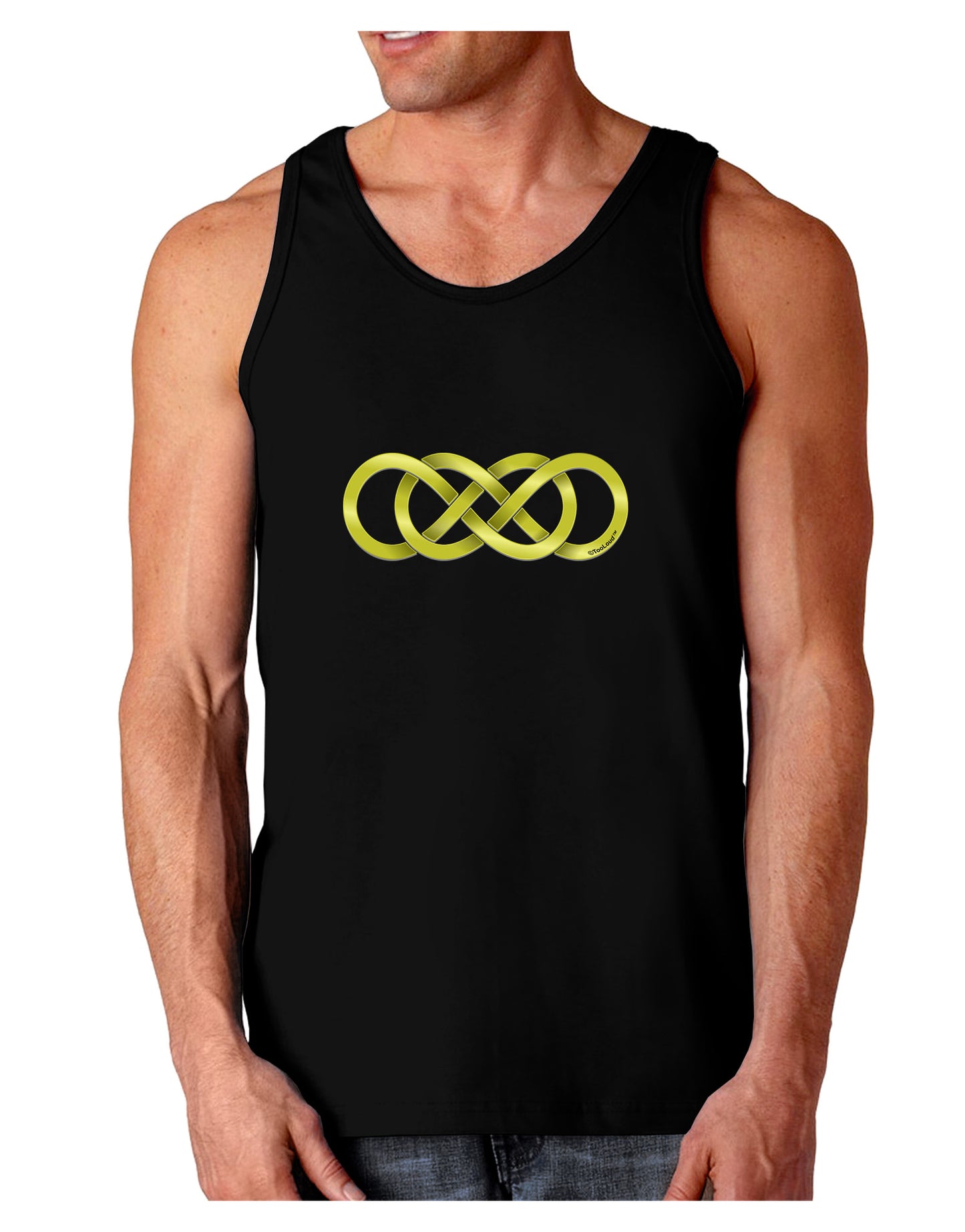 Double Infinity Gold Dark Loose Tank Top-Mens Loose Tank Top-TooLoud-Black-Small-Davson Sales