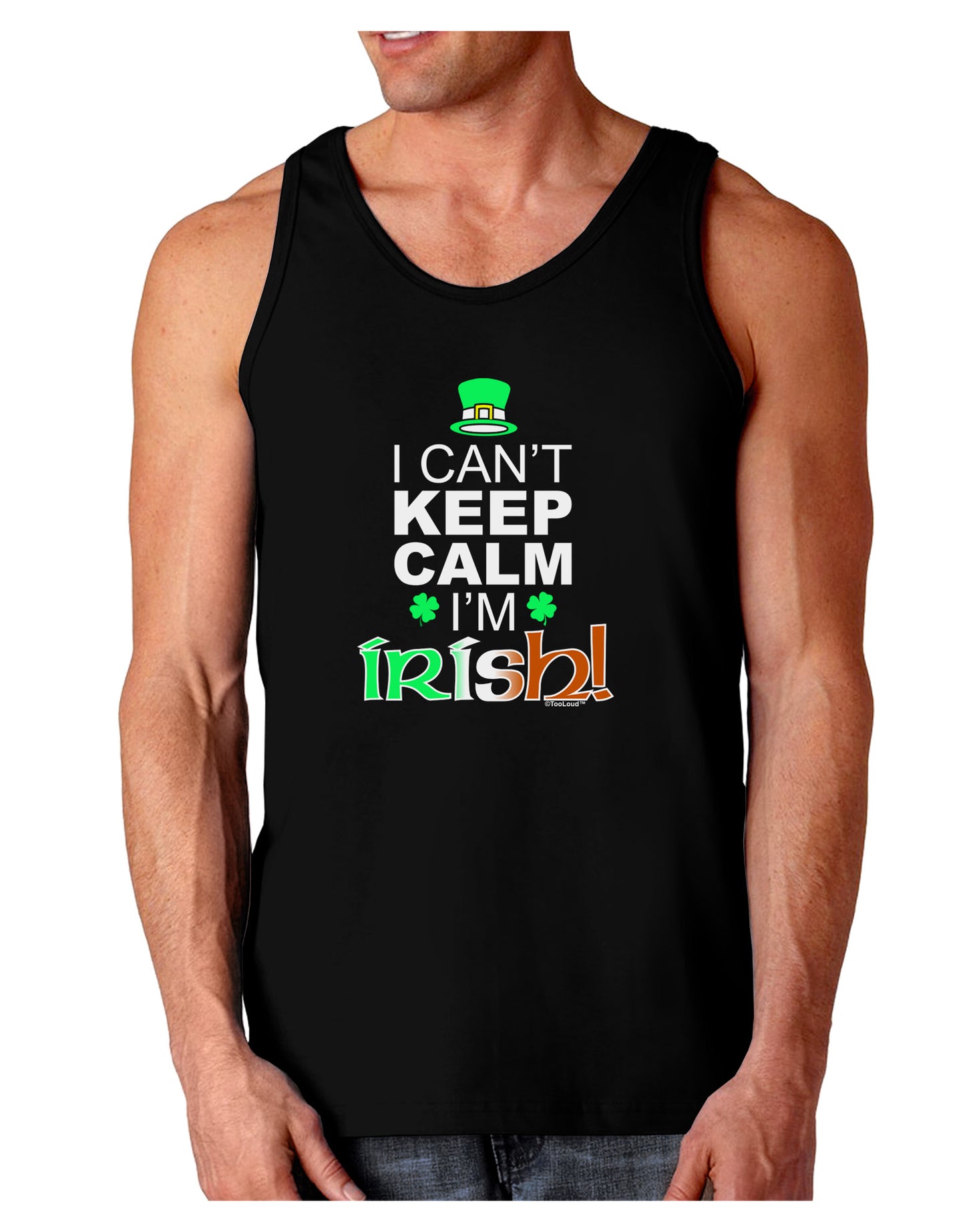 I Can't Keep Calm I'm Irish Dark Loose Tank Top-Mens Loose Tank Top-TooLoud-Black-Small-Davson Sales