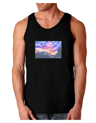 Colorado Rainbow Sunset Watercolor Dark Loose Tank Top-Mens Loose Tank Top-TooLoud-Black-Small-Davson Sales