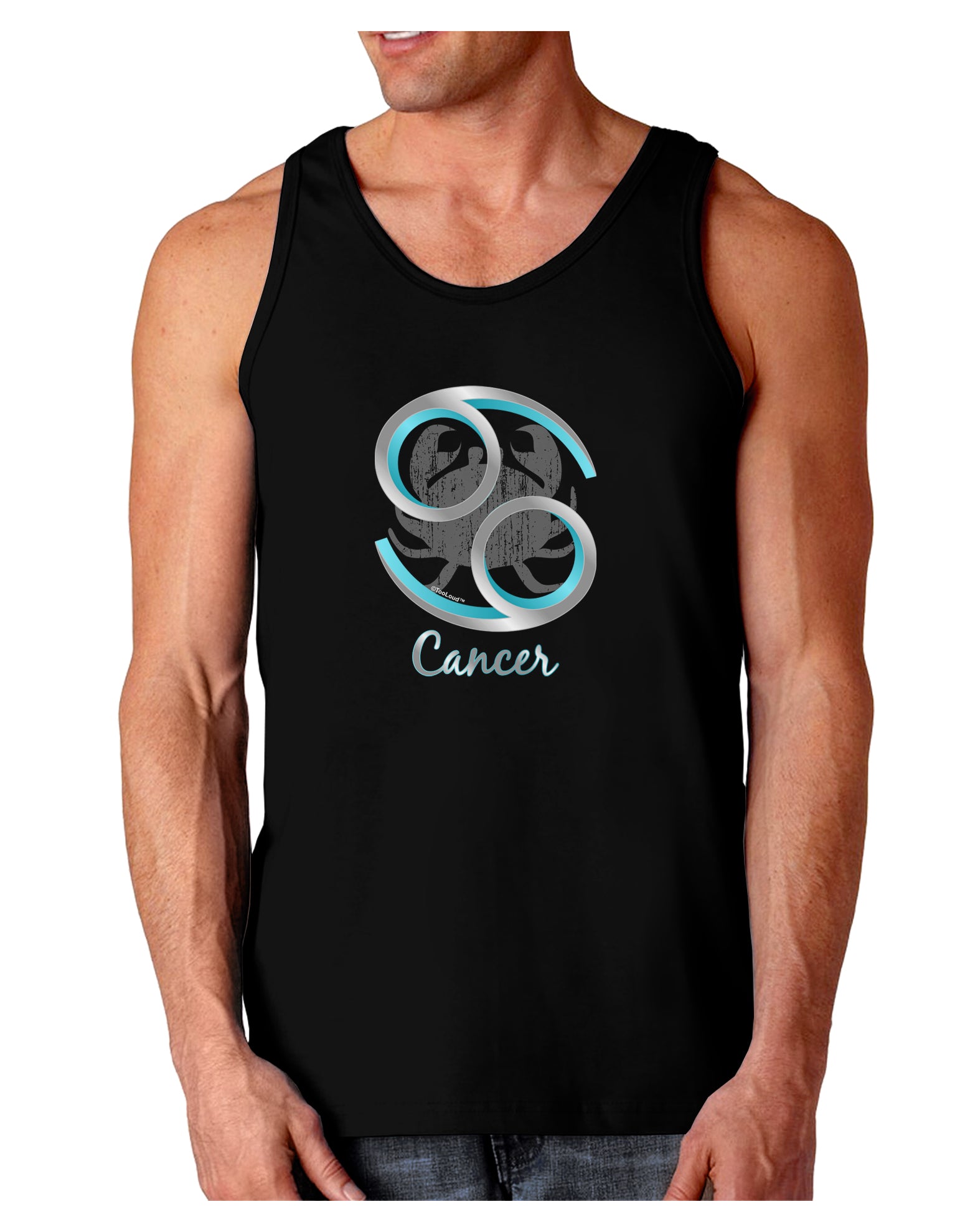 Cancer Symbol Dark Loose Tank Top-Mens Loose Tank Top-TooLoud-Black-Small-Davson Sales