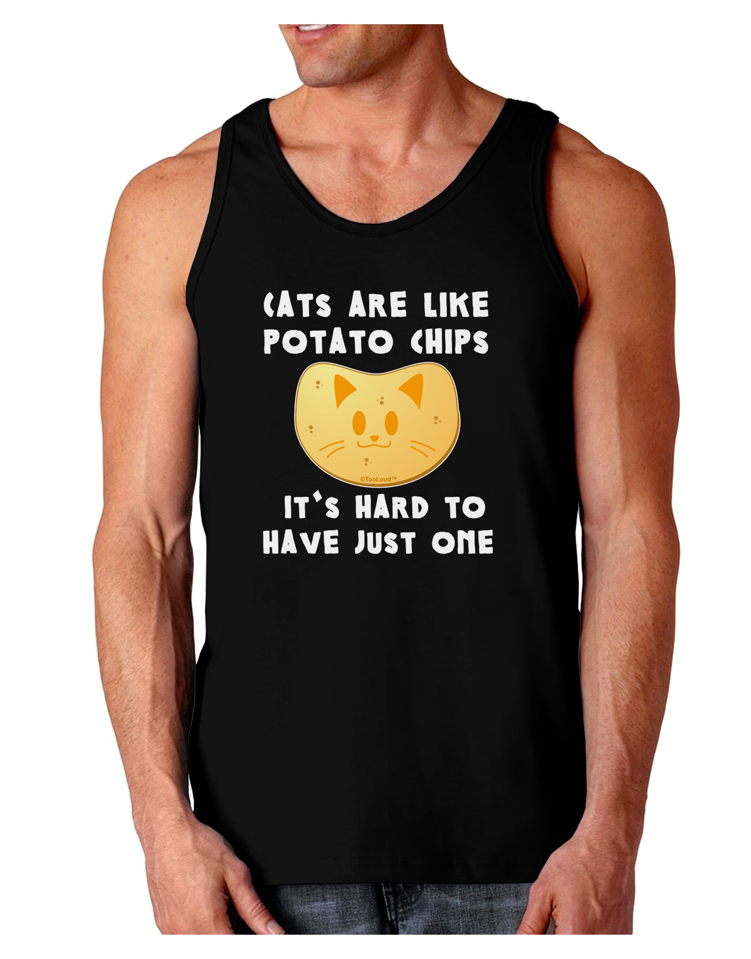 Cats Are Like Potato Chips Dark Loose Tank Top-Mens Loose Tank Top-TooLoud-Black-Small-Davson Sales
