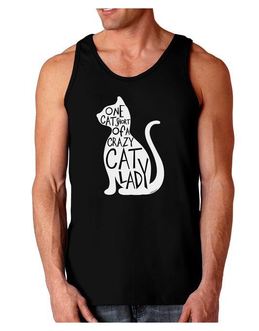 One Cat Short Of A Crazy Cat Lady Dark Loose Tank Top-Mens Loose Tank Top-TooLoud-Black-Small-Davson Sales