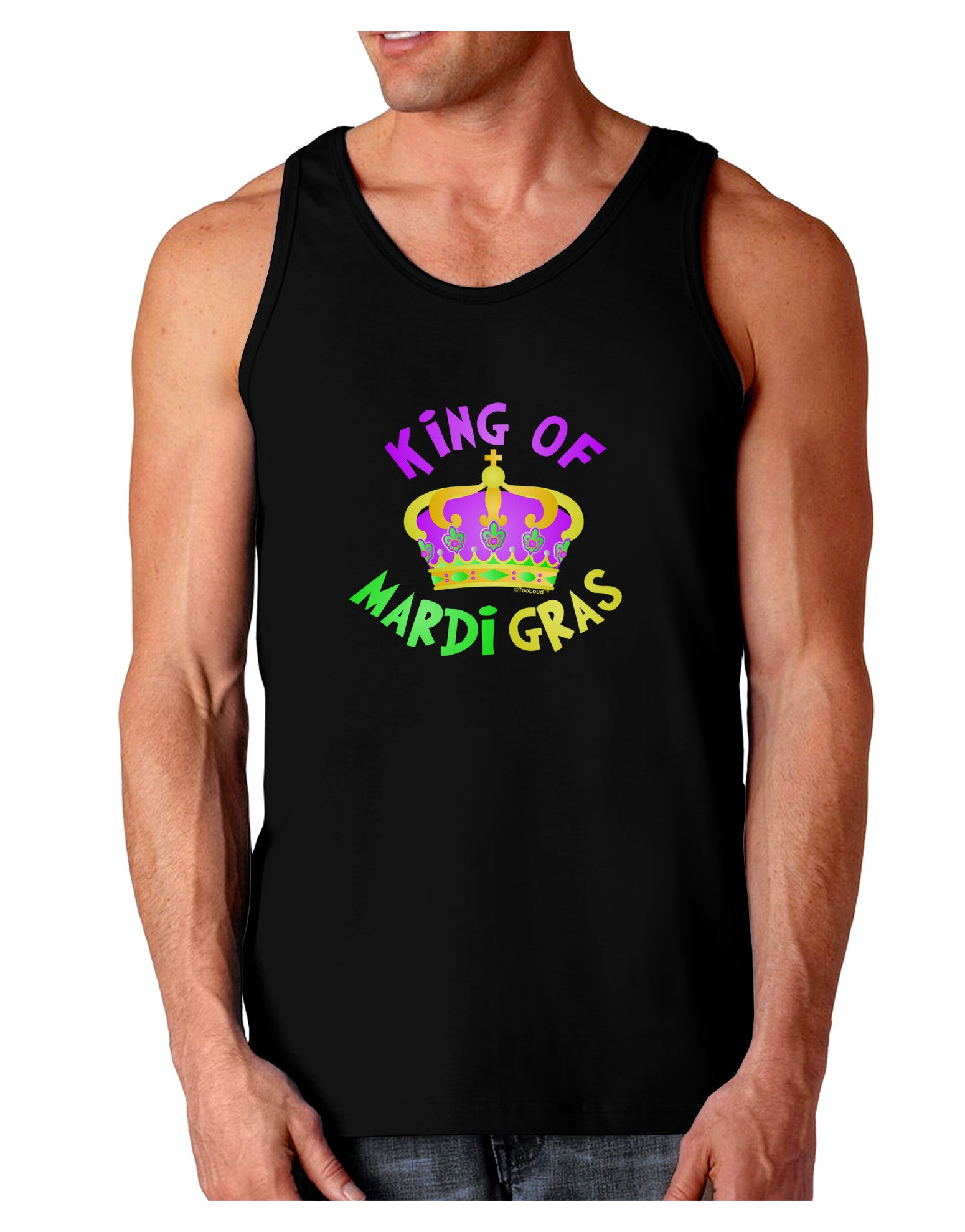 King Of Mardi Gras Dark Loose Tank Top-Mens Loose Tank Top-TooLoud-Black-Small-Davson Sales