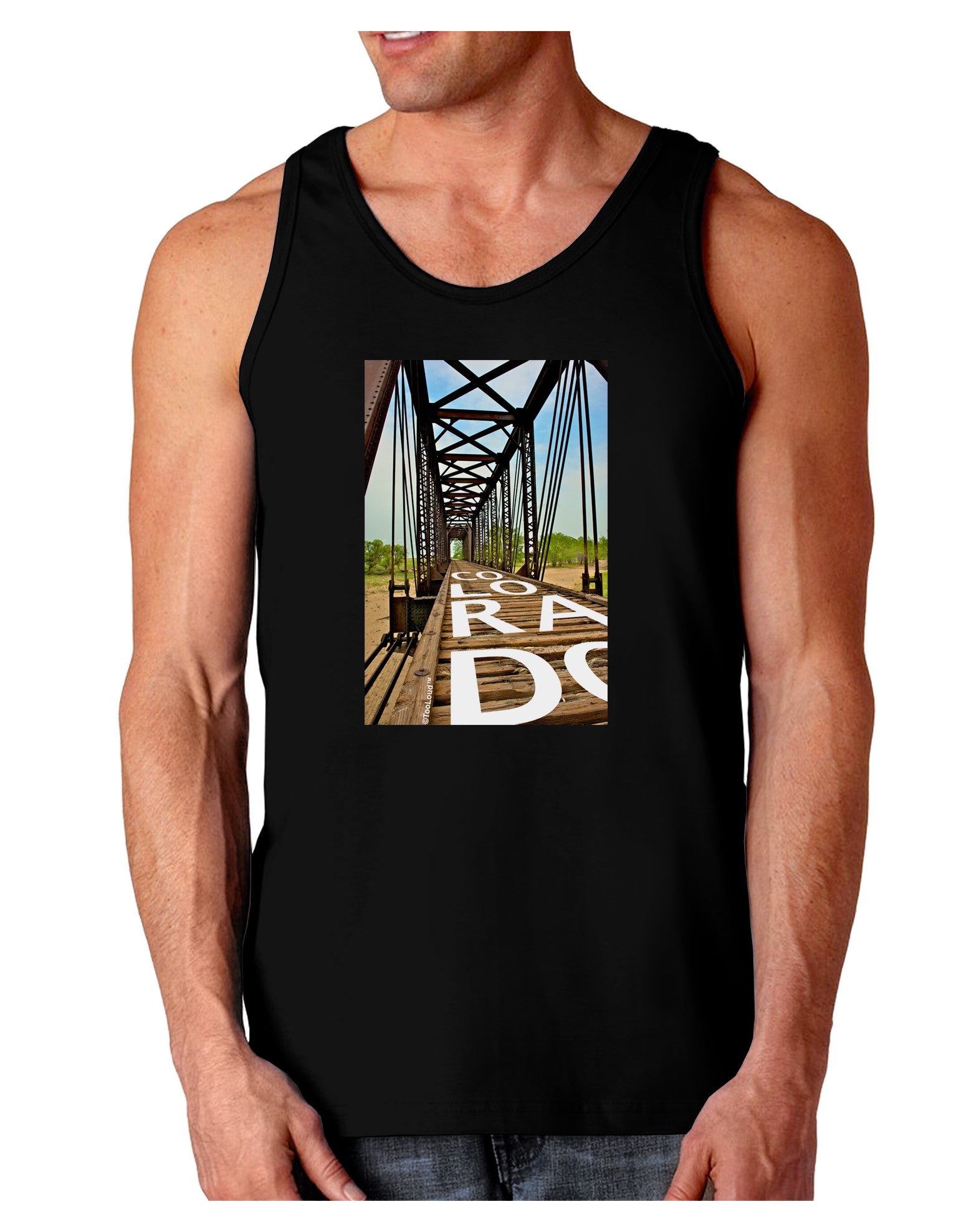 Colorado Bridge Text Dark Loose Tank Top-Mens Loose Tank Top-TooLoud-Black-Small-Davson Sales