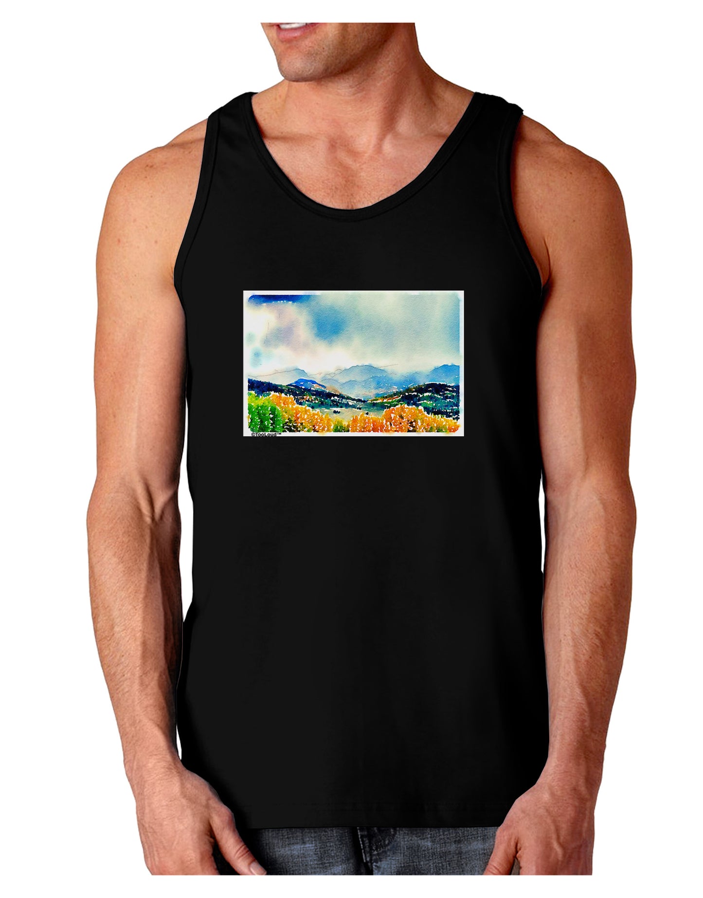 Colorado Mountain Scene Dark Loose Tank Top-Mens Loose Tank Top-TooLoud-Black-Small-Davson Sales