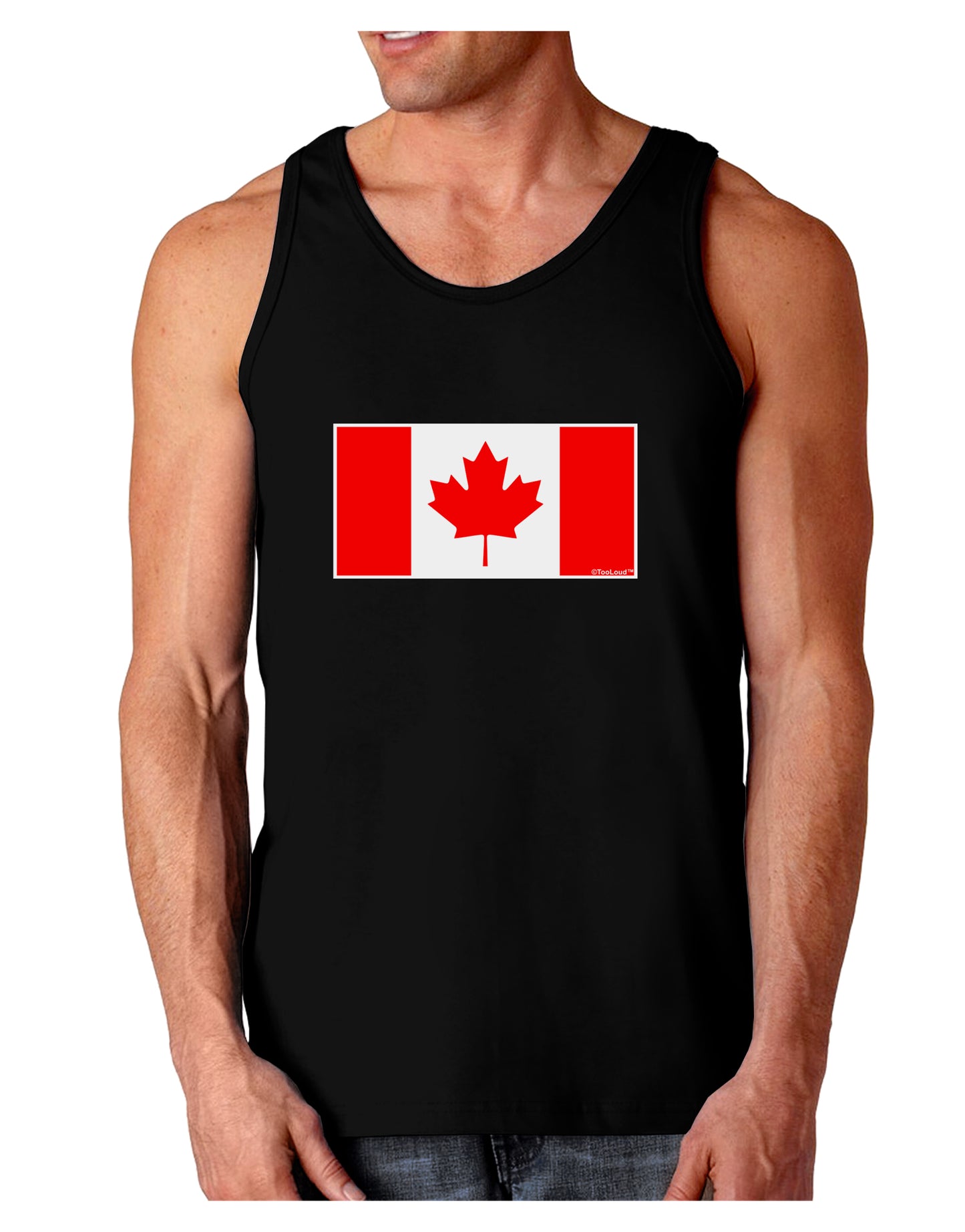 Canadian Flag Maple Leaf Colors Dark Loose Tank Top-Mens Loose Tank Top-TooLoud-Black-Small-Davson Sales