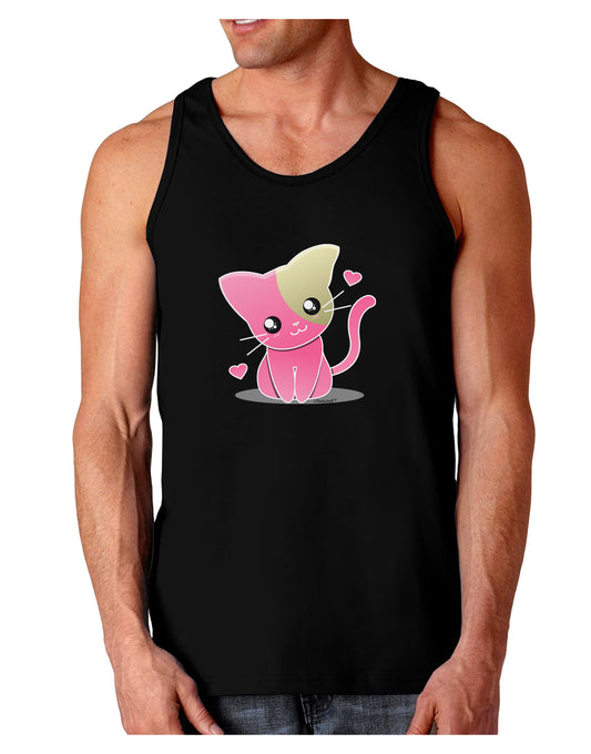 Kawaii Kitty Dark Loose Tank Top-Mens Loose Tank Top-TooLoud-Black-Small-Davson Sales