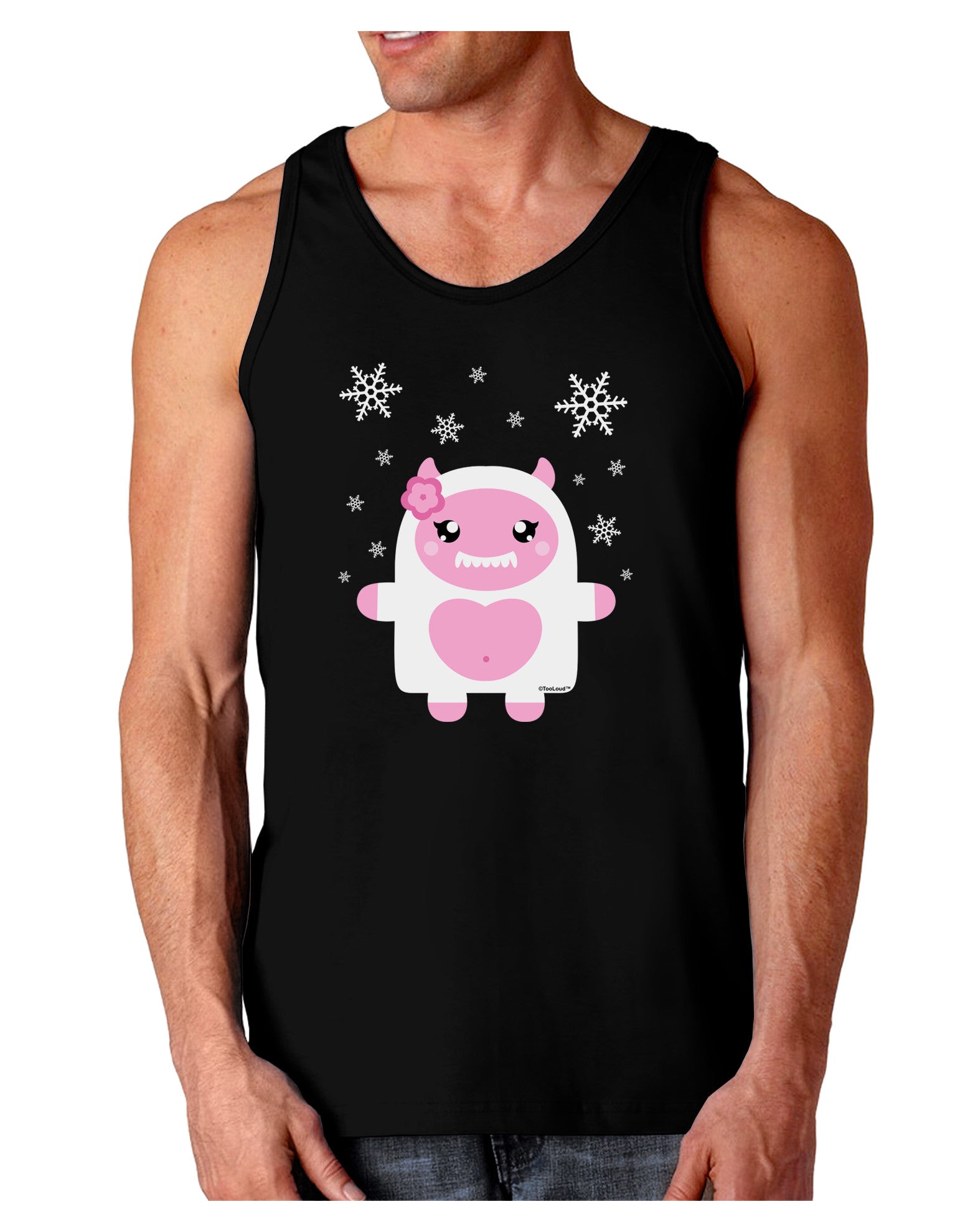 Cute Abominable Snowman Girl Yeti - Christmas Dark Loose Tank Top-Mens Loose Tank Top-TooLoud-Black-Small-Davson Sales