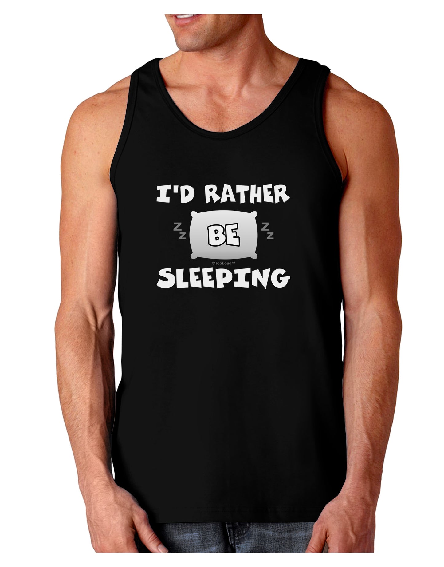 I'd Rather Be Sleeping Dark Loose Tank Top-Mens Loose Tank Top-TooLoud-Black-Small-Davson Sales