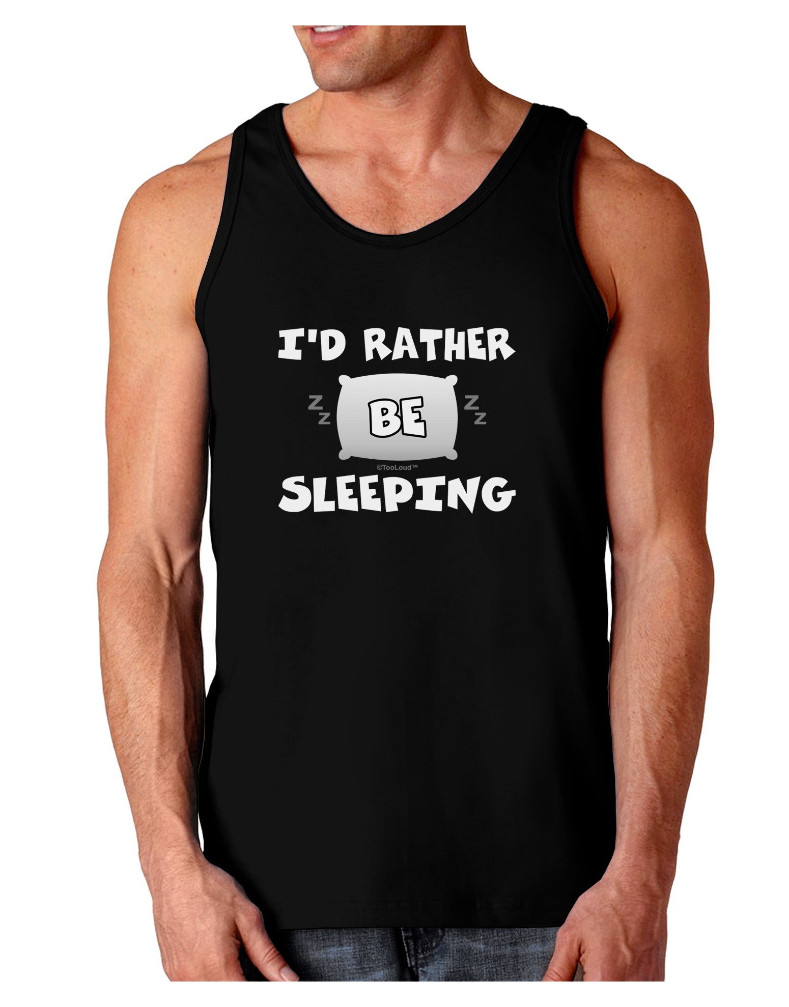 I'd Rather Be Sleeping Dark Loose Tank Top-Mens Loose Tank Top-TooLoud-Black-Small-Davson Sales