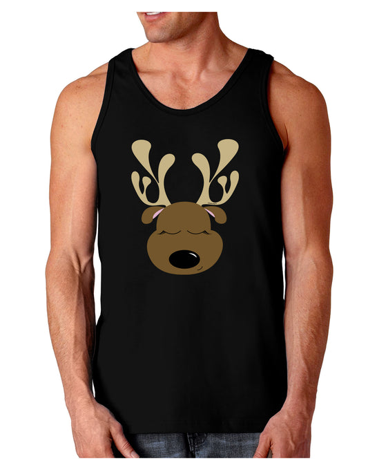 Cute Reindeer Face Christmas Dark Loose Tank Top-Mens Loose Tank Top-TooLoud-Black-Small-Davson Sales