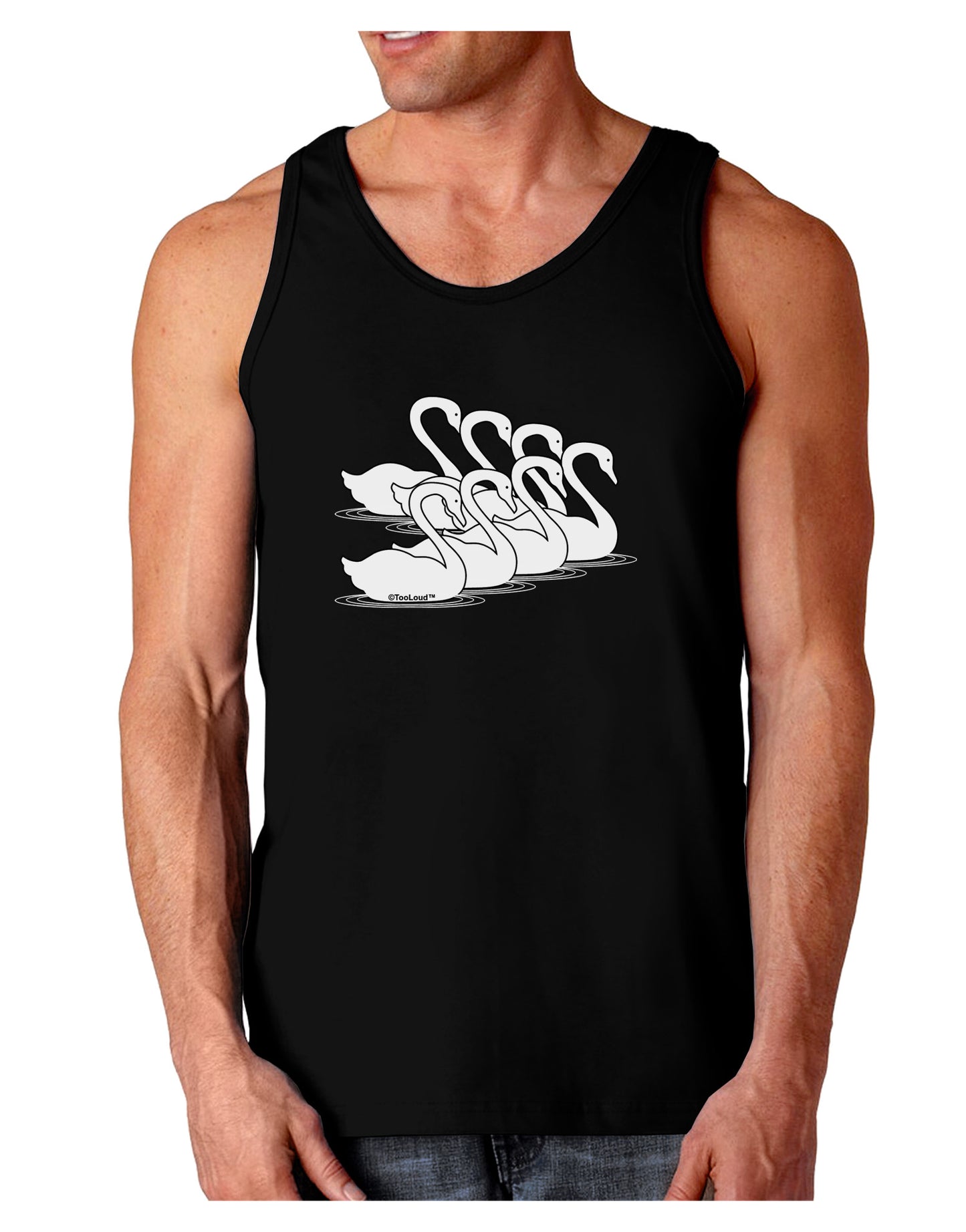 Seven Swans A Swimming Dark Loose Tank Top-Mens Loose Tank Top-TooLoud-Black-Small-Davson Sales