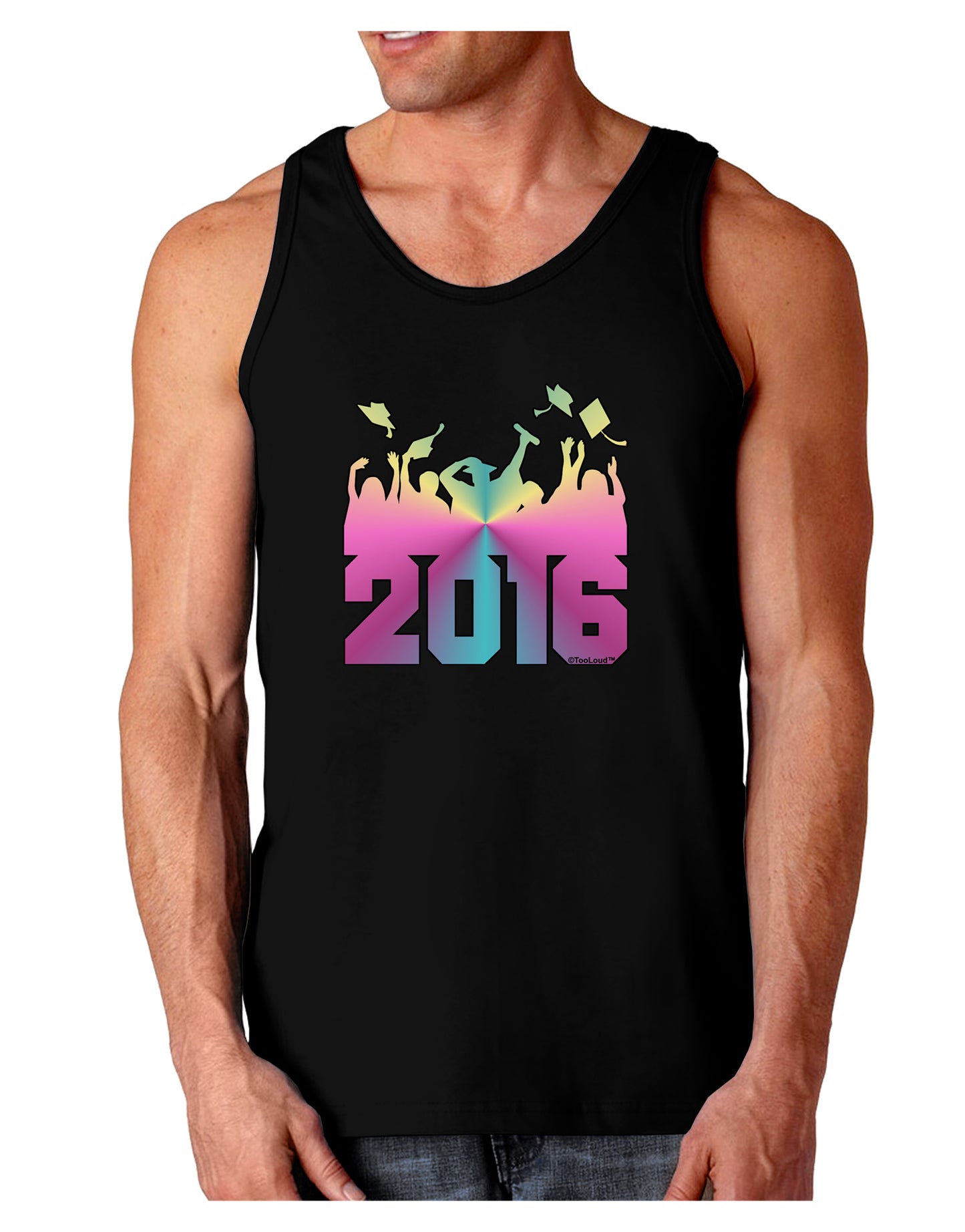 Current Year Graduation Color Dark Loose Tank Top-Mens Loose Tank Top-TooLoud-Black-Small-Davson Sales