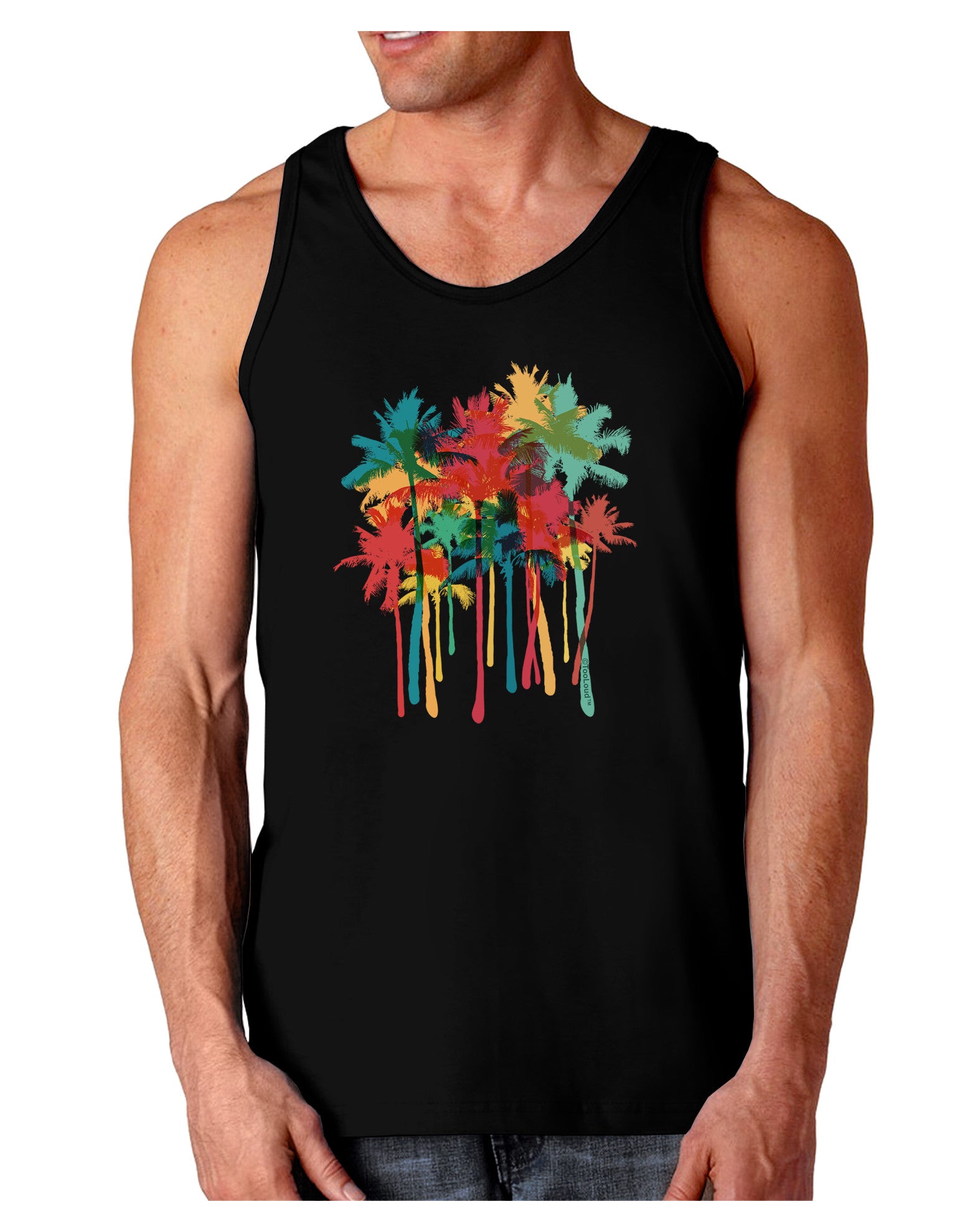Paint Splash Palm Trees Dark Loose Tank Top-Mens Loose Tank Top-TooLoud-Black-Small-Davson Sales