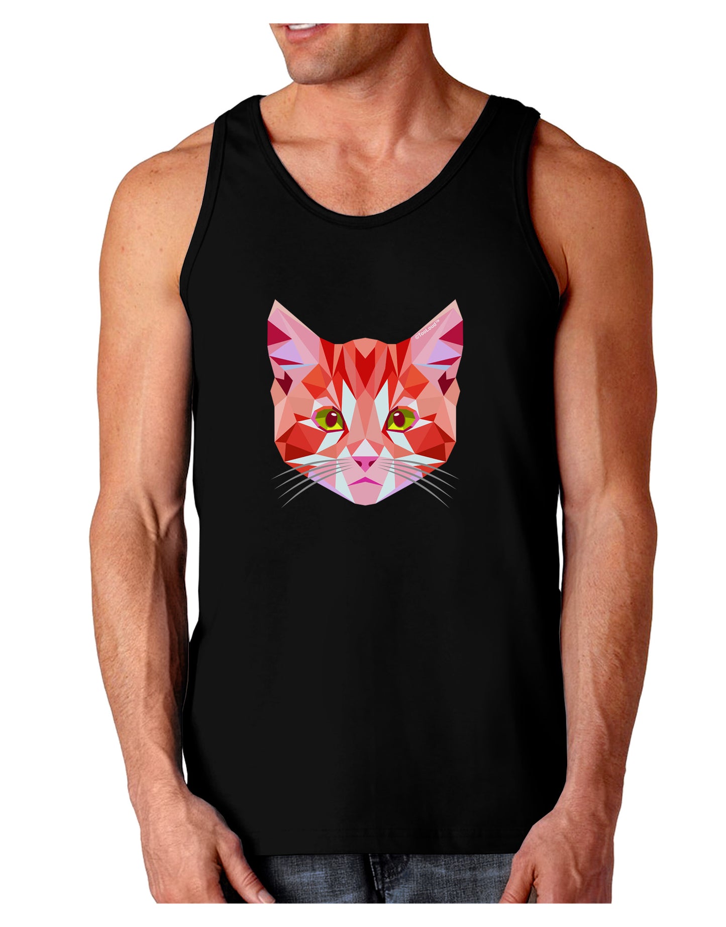 Geometric Kitty Red Dark Loose Tank Top-Mens Loose Tank Top-TooLoud-Black-Small-Davson Sales