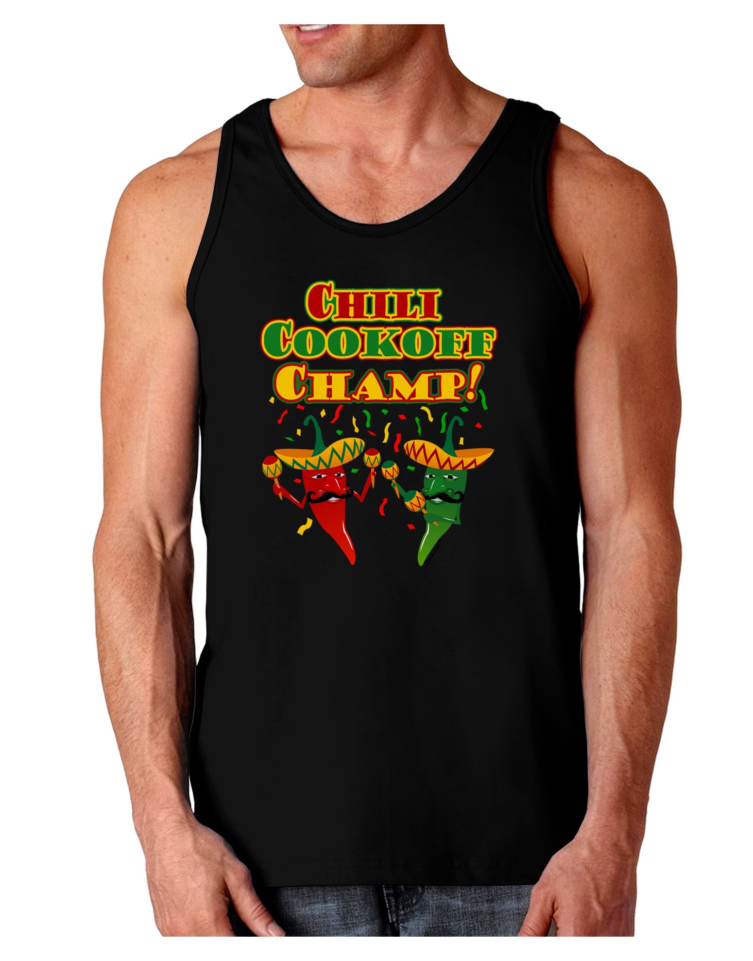 Chili Cookoff Champ! Chile Peppers Dark Loose Tank Top-Mens Loose Tank Top-TooLoud-Black-Small-Davson Sales