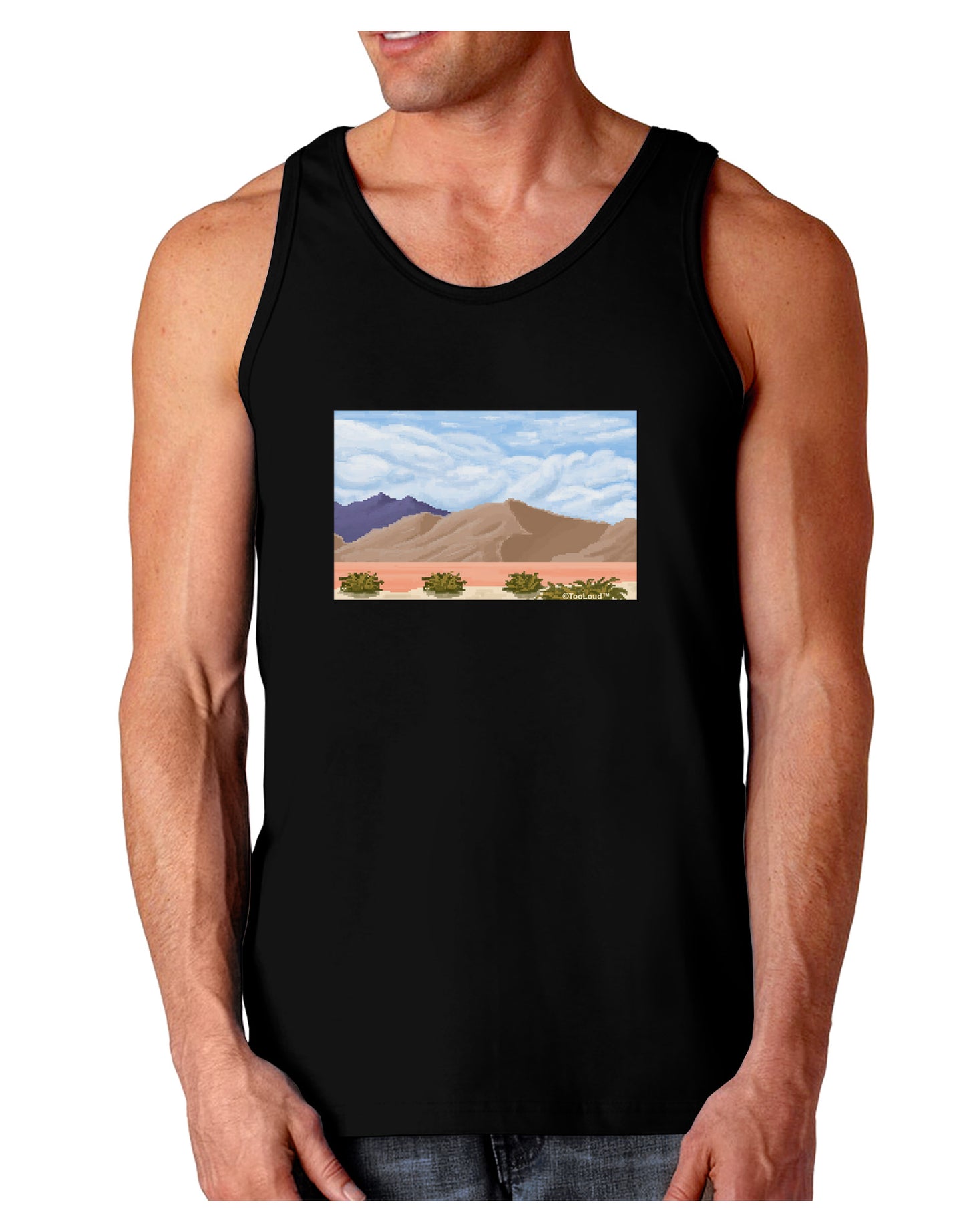 Pixel Landscape - Desert Dark Loose Tank Top-Mens Loose Tank Top-TooLoud-Black-Small-Davson Sales