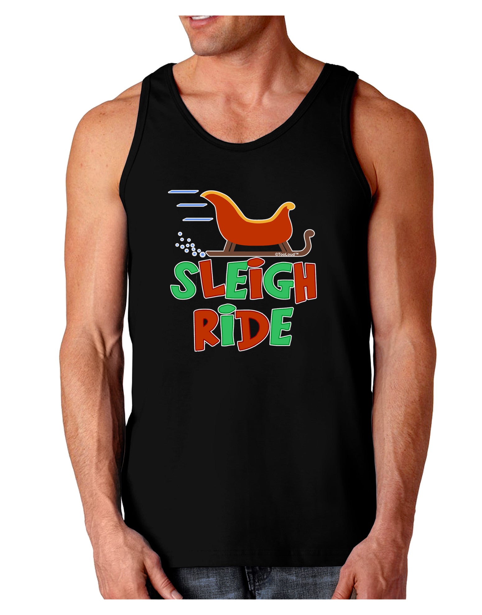 Sleigh Ride Color Dark Loose Tank Top-Mens Loose Tank Top-TooLoud-Black-Small-Davson Sales