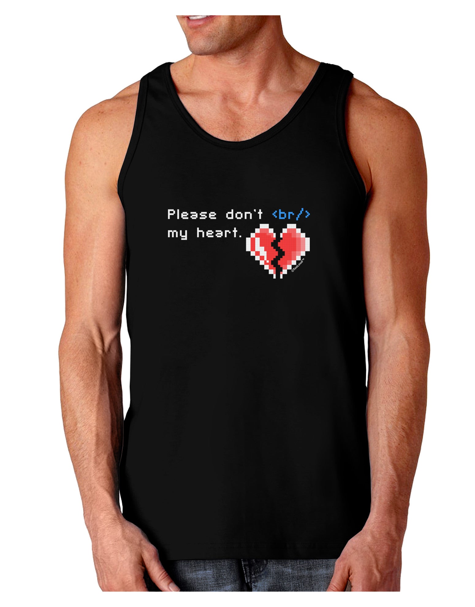 Please Don't Break My Heart Code Dark Loose Tank Top-Mens Loose Tank Top-TooLoud-Black-Small-Davson Sales