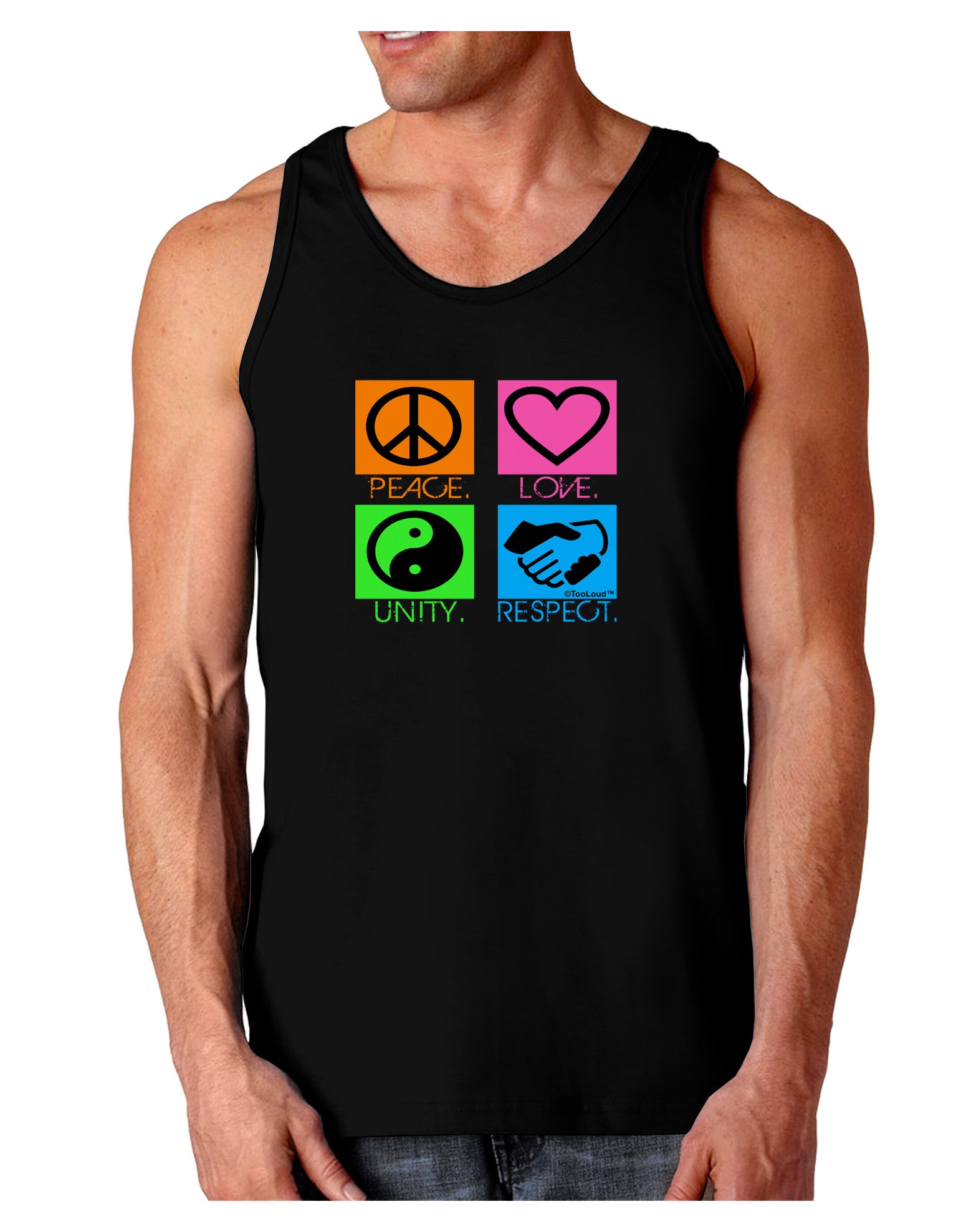 PLUR Squares Color Dark Loose Tank Top-Mens Loose Tank Top-TooLoud-Black-Small-Davson Sales